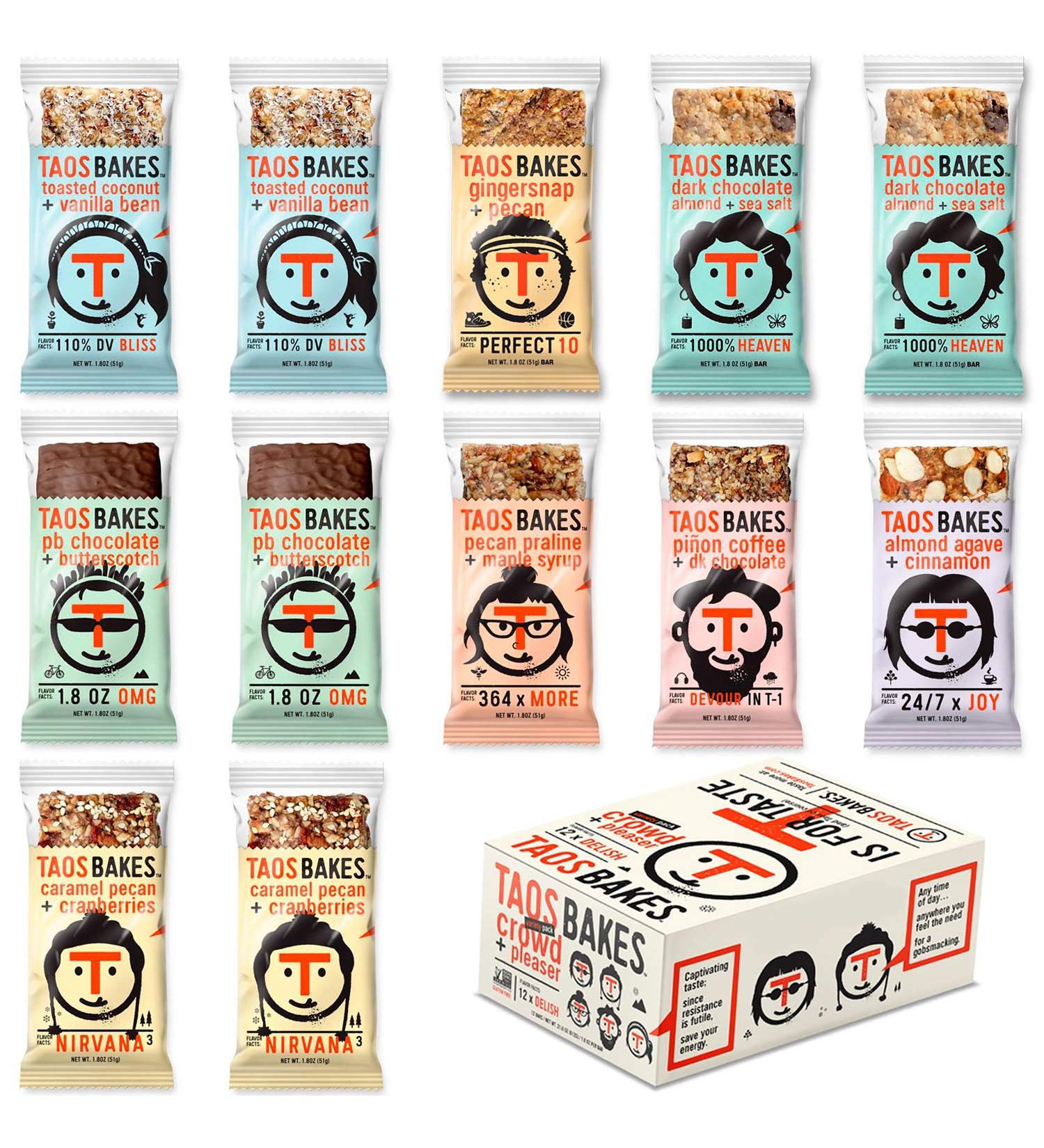 Taos Bakes Snack Bars Variety Pack - Gluten Free & Non-GMO - Nutritious Granola Bars - 12 Pack, 1.8oz Bars - Buy Online on GoSupps.com