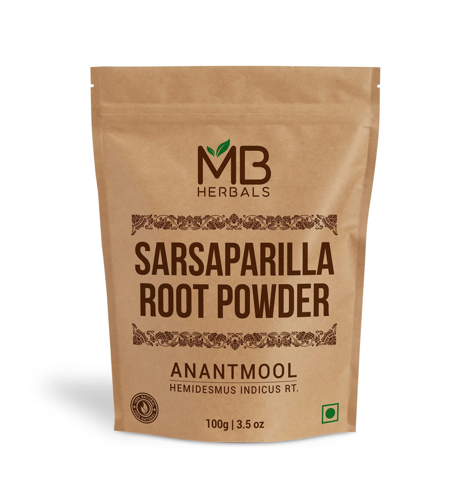 MB Herbals Sarsaparilla Root Powder 100 Gram (3.5 oz) | Anantmool Powder | Hemidesmus indicus Root Powder
