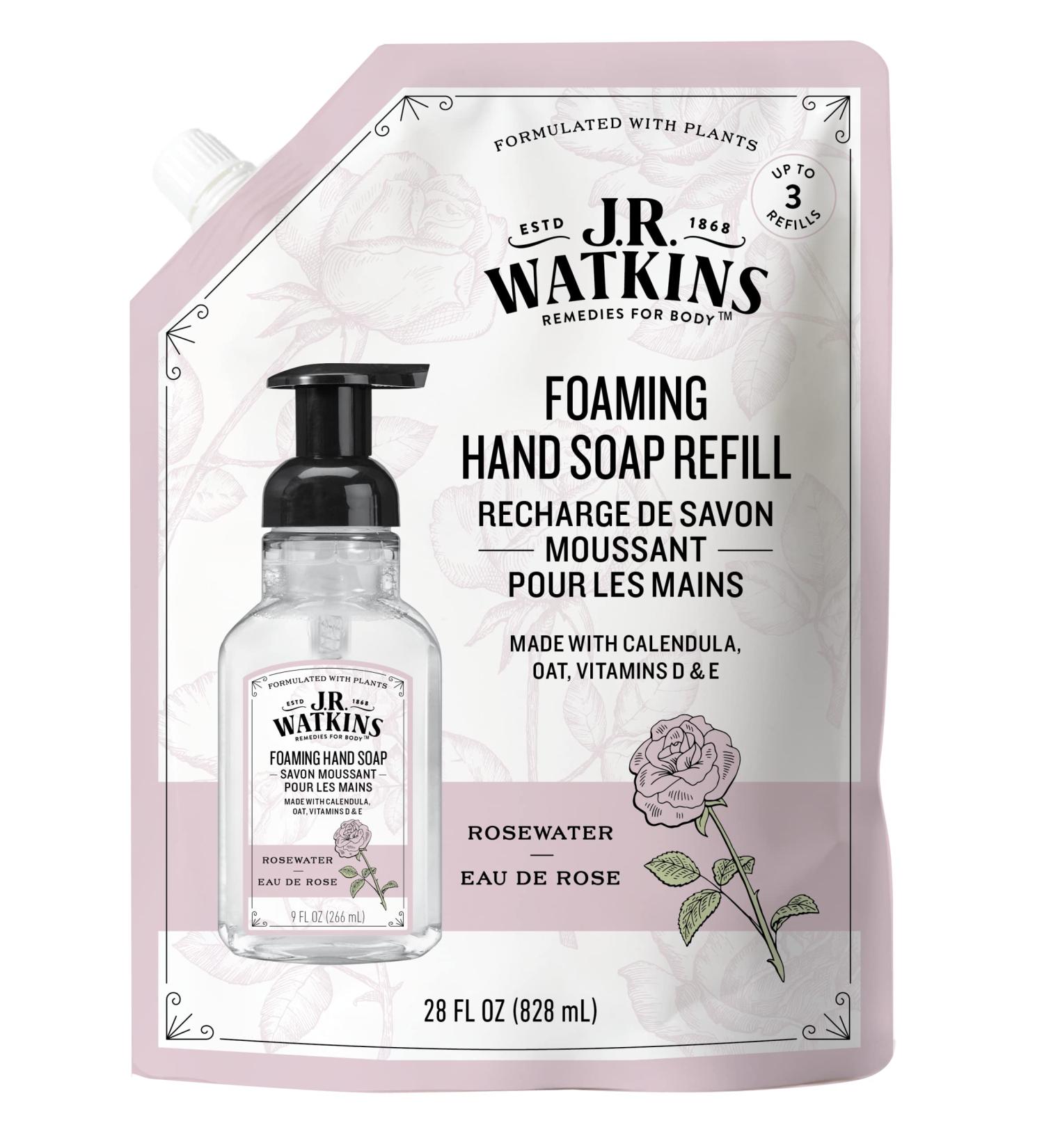 J.R. Watkins Rosewater Foaming Hand Soap Refill Pouch 828 mL Rose 828 ml (Pack of 1) - Buy Online on GoSupps.com