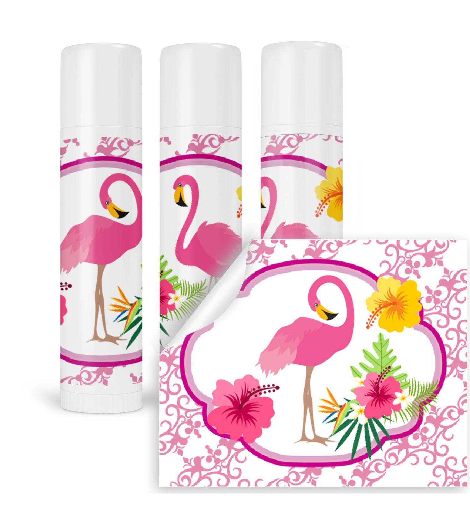 Flamingo Birthday Lip Balm Labels | Custom Favor Stickers for Unique Celebrations - Buy Online on GoSupps.com