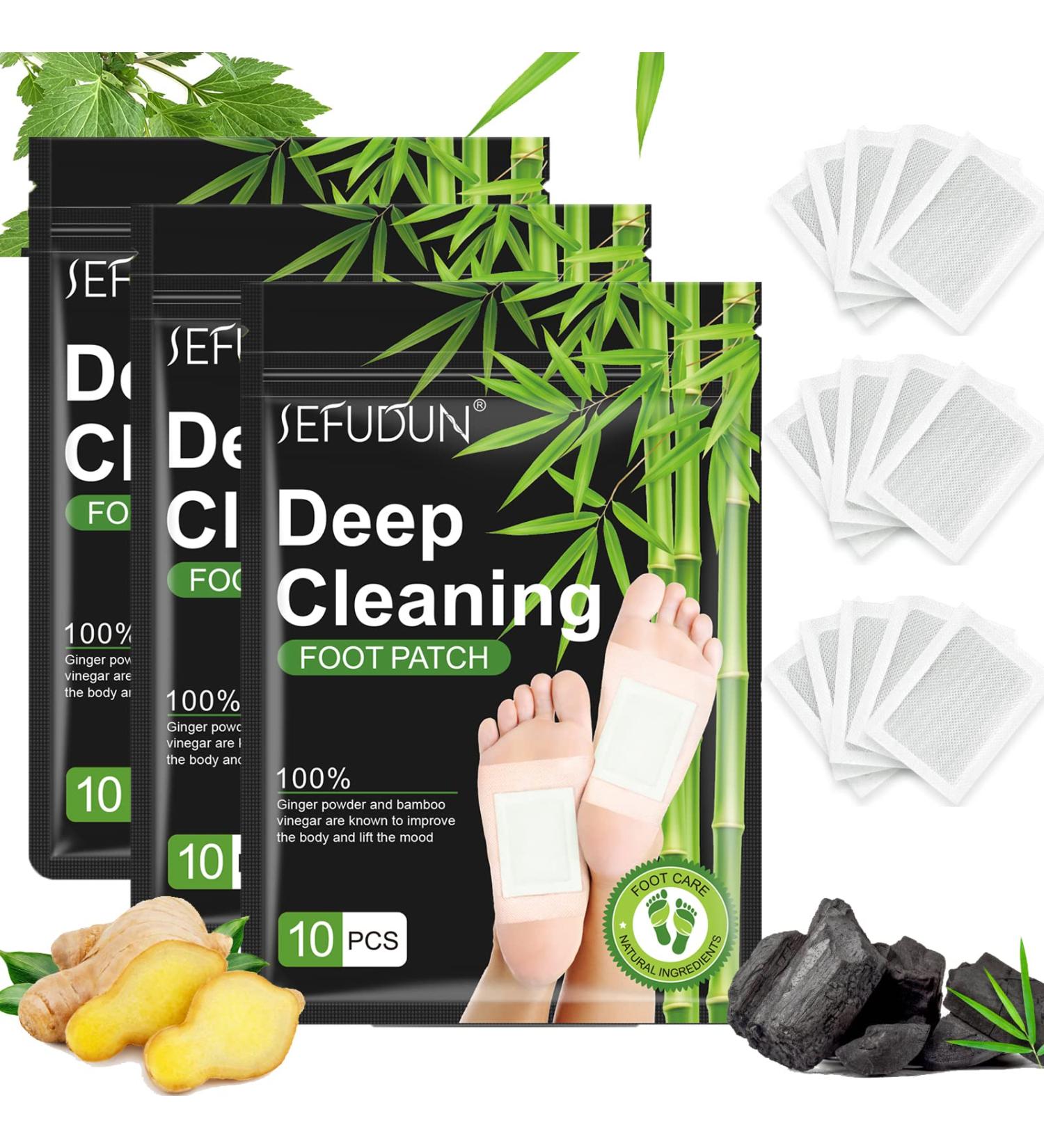 Detox Foot Pads 30PCS - Pure Natural Bamboo Vinegar & Ginger Powder Adhesive Pads for Pain Relief, Stress Relief, Improved Sleep - Detox Foot Patch 30 Pcs - Buy Online on GoSupps.com