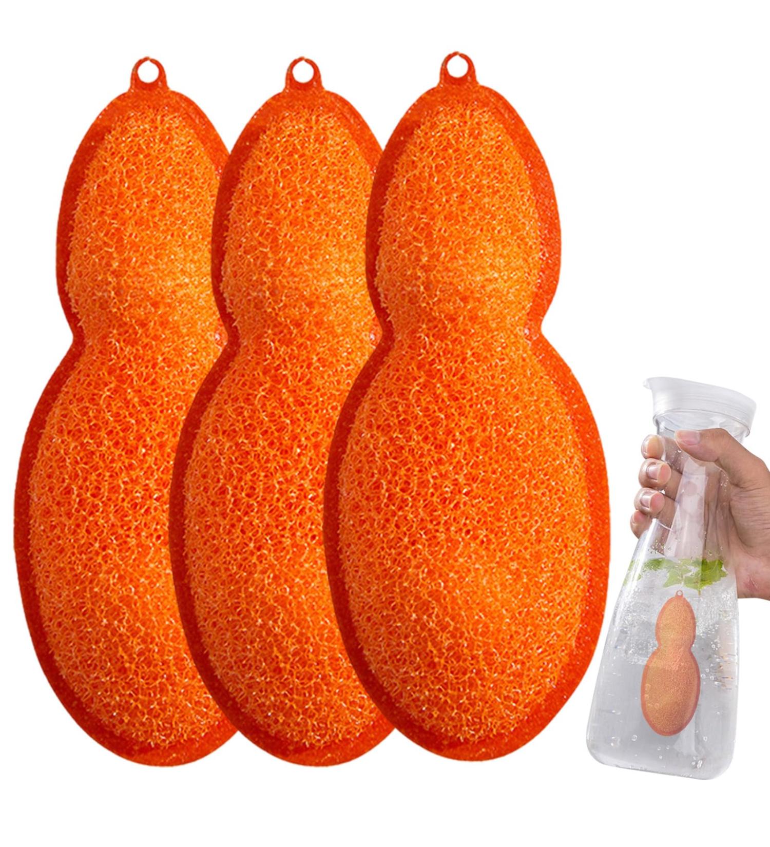 Reusable Bottle Cleaning Sponge Heat Resistance Bottle Sponge Bottle Cleaning Beans Bottle Cleaning Sponge Beans Bottle Cleaner Brush Pea-Shaped Brushes Cleaning Sponges for Inside Cleaning Orange1 - Buy Online on GoSupps.com