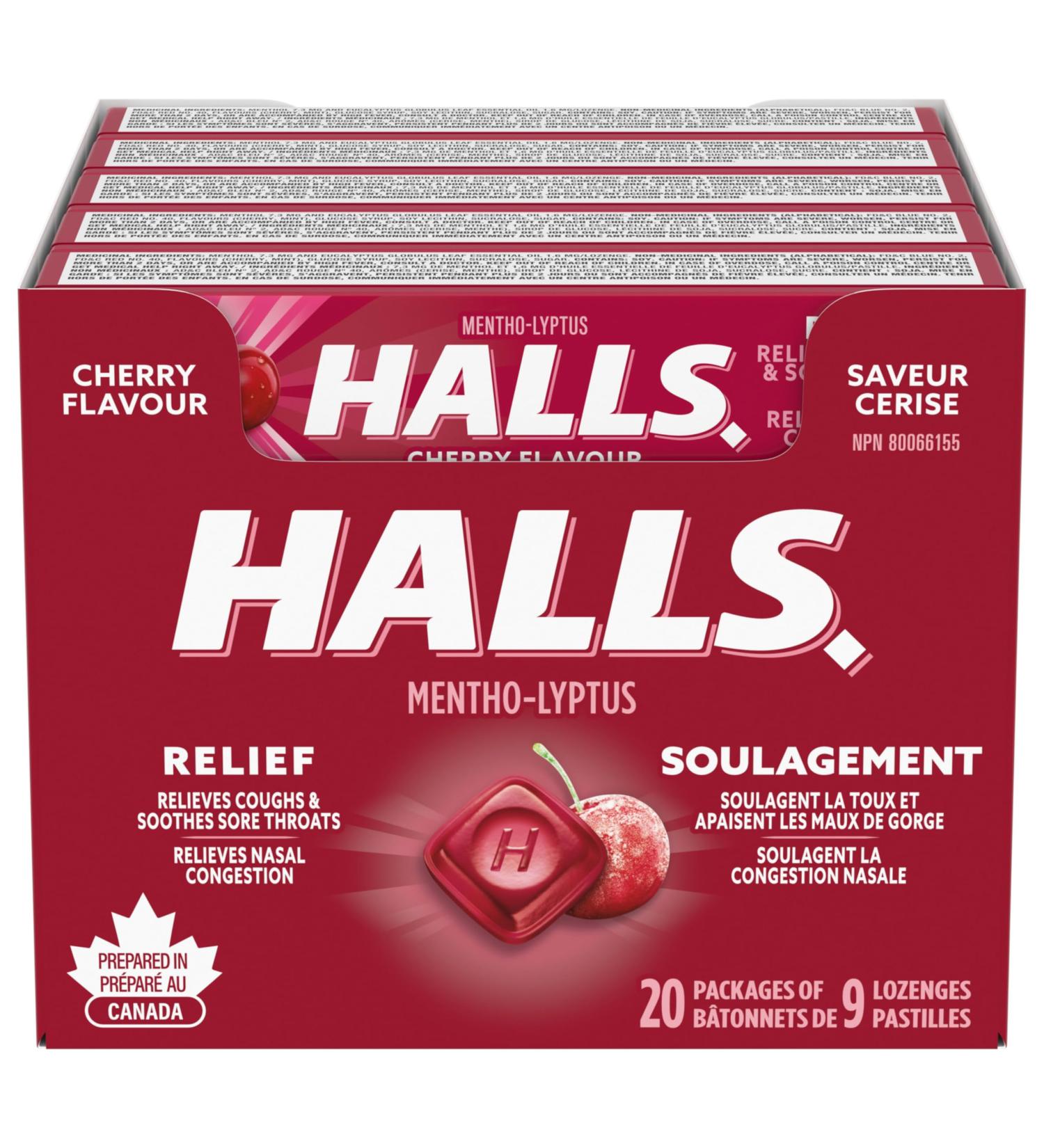 Halls Cherry Cough Drops 9 count 20 Packs - Buy Online on GoSupps.com