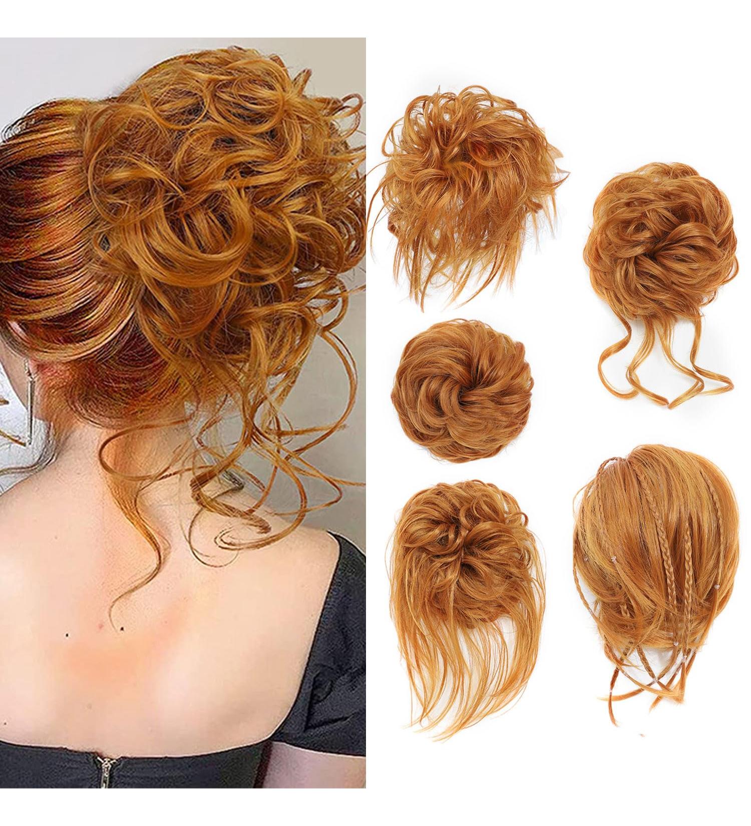 Fulang Hair 5-Pack Large Wavy Bun Extensions - Artificial Hair Ties for Women's Updos & Messy Buns - Buy Online on GoSupps.com