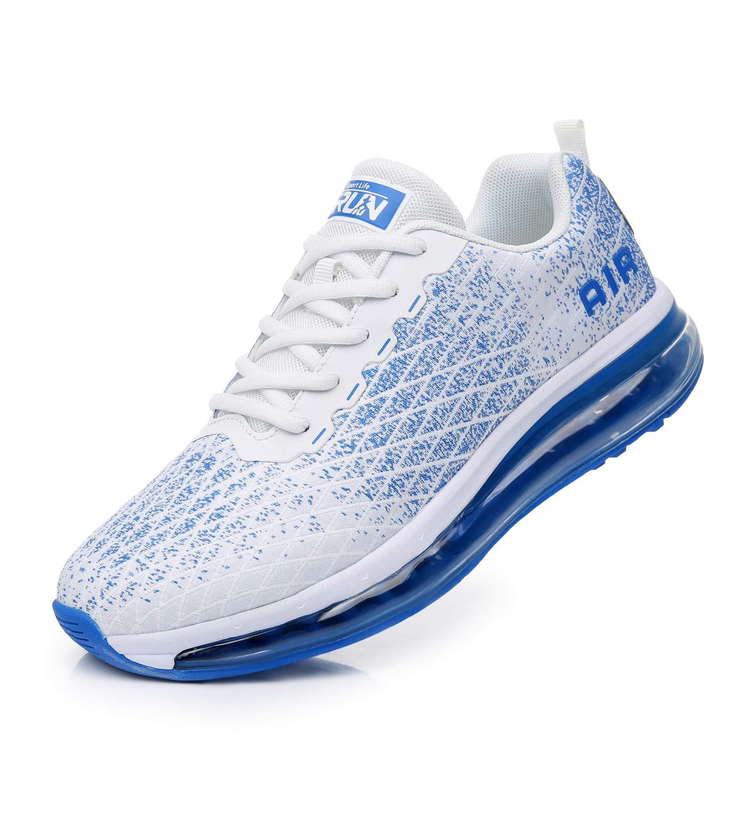 Azooken Running Shoes for Men & Women - Sports Jogging Tennis & Outdoor Fitness Sneakers (EU 36-47) - White & Blue - Buy Online on GoSupps.com