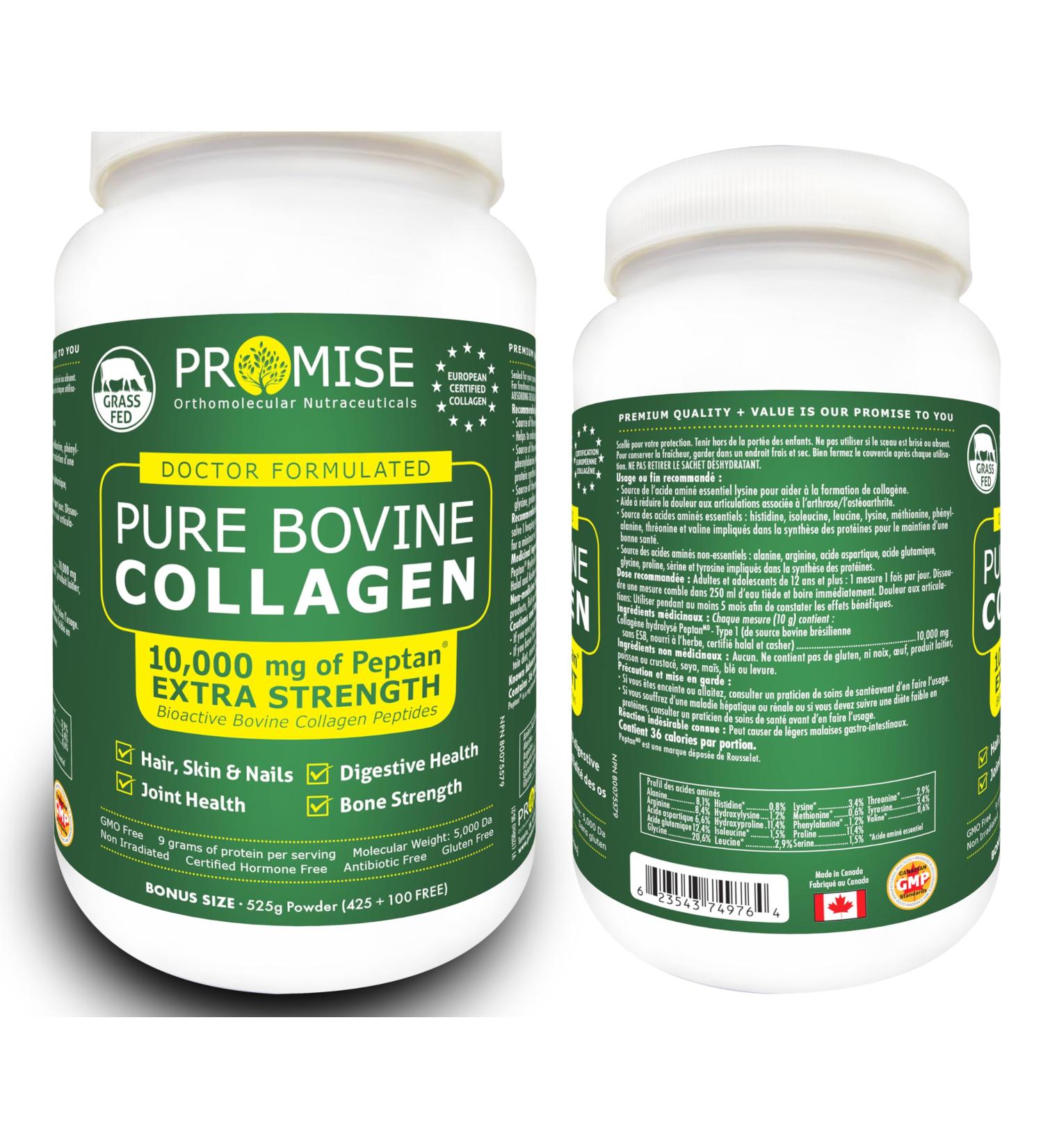 Promise Pure Bovine Grass-Fed Collagen Peptides Powder with Hydrolyzed Collagen Unflavored Non-GMO Gluten-Free Supports Healthy Skin Hair Bones & Joints 525 grams - Buy Online on GoSupps.com