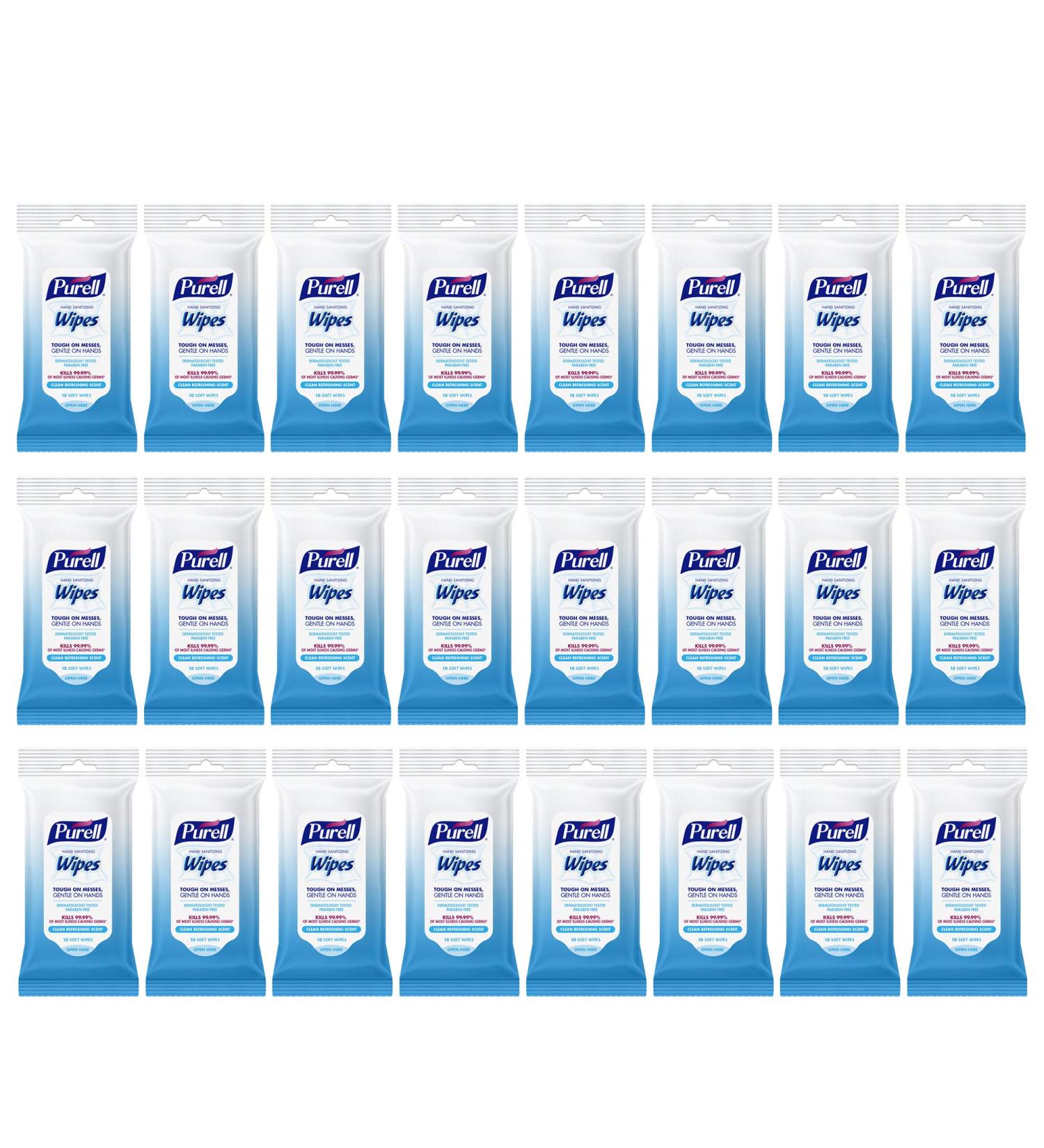 PURELL Hand Sanitizing Wipes 10 Count Travel Pack - Clean Refreshing Scent (Pack of 24) | 9136-24-CMR - Buy Online on GoSupps.com
