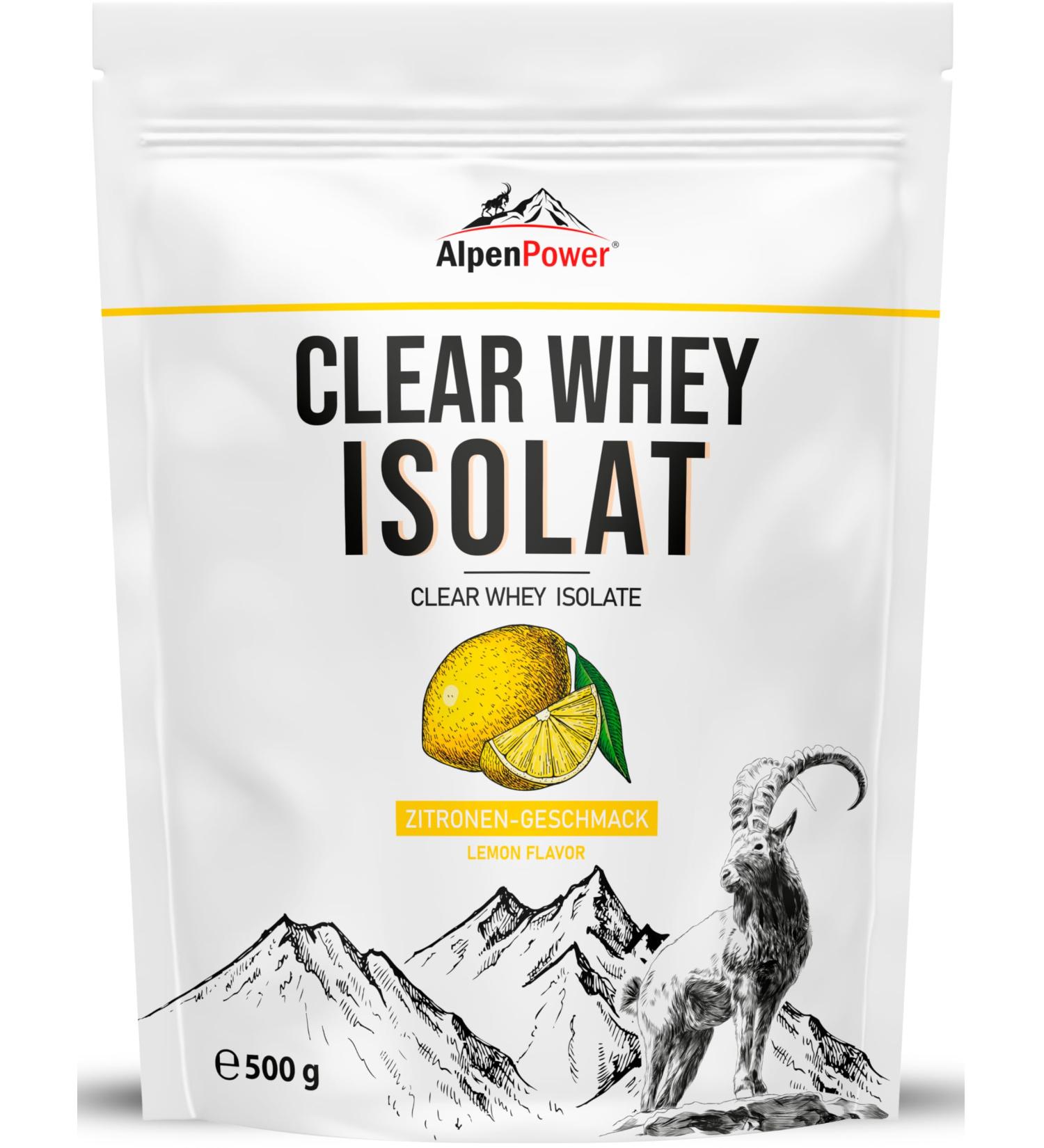 Alpenpower Clear Whey Isolate Lemon 500g - Refreshing High Protein Drink | Optimal Amino Acid Profile | No Artificial Foam Resources - Buy Online on GoSupps.com