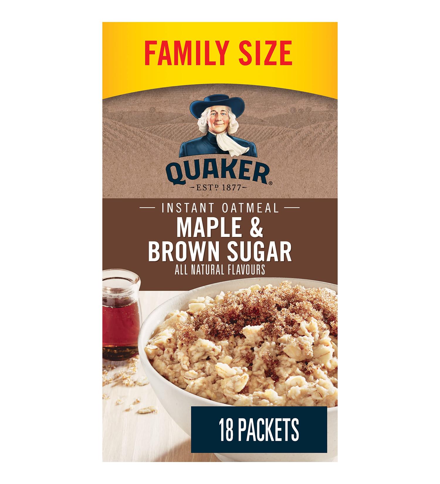 Quaker Maple & Brown Sugar Flavour Instant Oatmeal 18 Packets 774g Maple & Brown Sugar Flavour 43 g (Pack of 18) - Buy Online on GoSupps.com