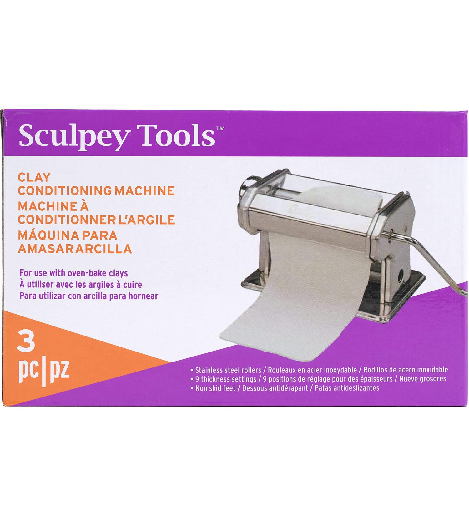 Sculpey Clay Conditioning Pasta Machine - 9 Thickness Settings, Oven-Bake Tool for Polymer Clay, Includes Clamp & Hand Crank - Ideal for All Skill Levels - Buy Online on GoSupps.com