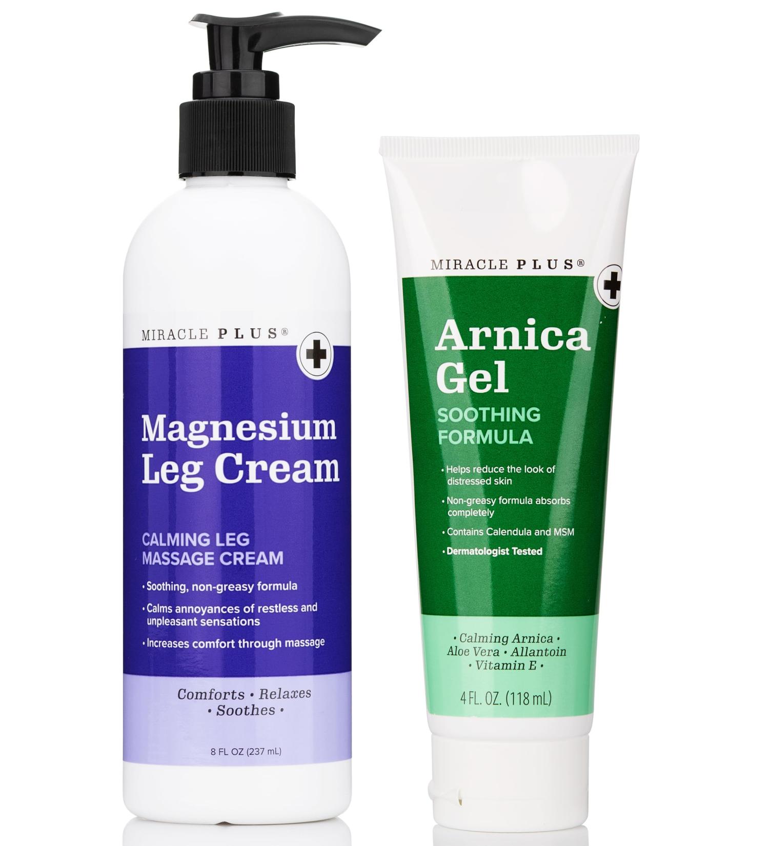 Miracle Plus Arnica Bruise Relief Gel + Magnesium Leg Relief Cream Bundle - Buy Online on GoSupps.com