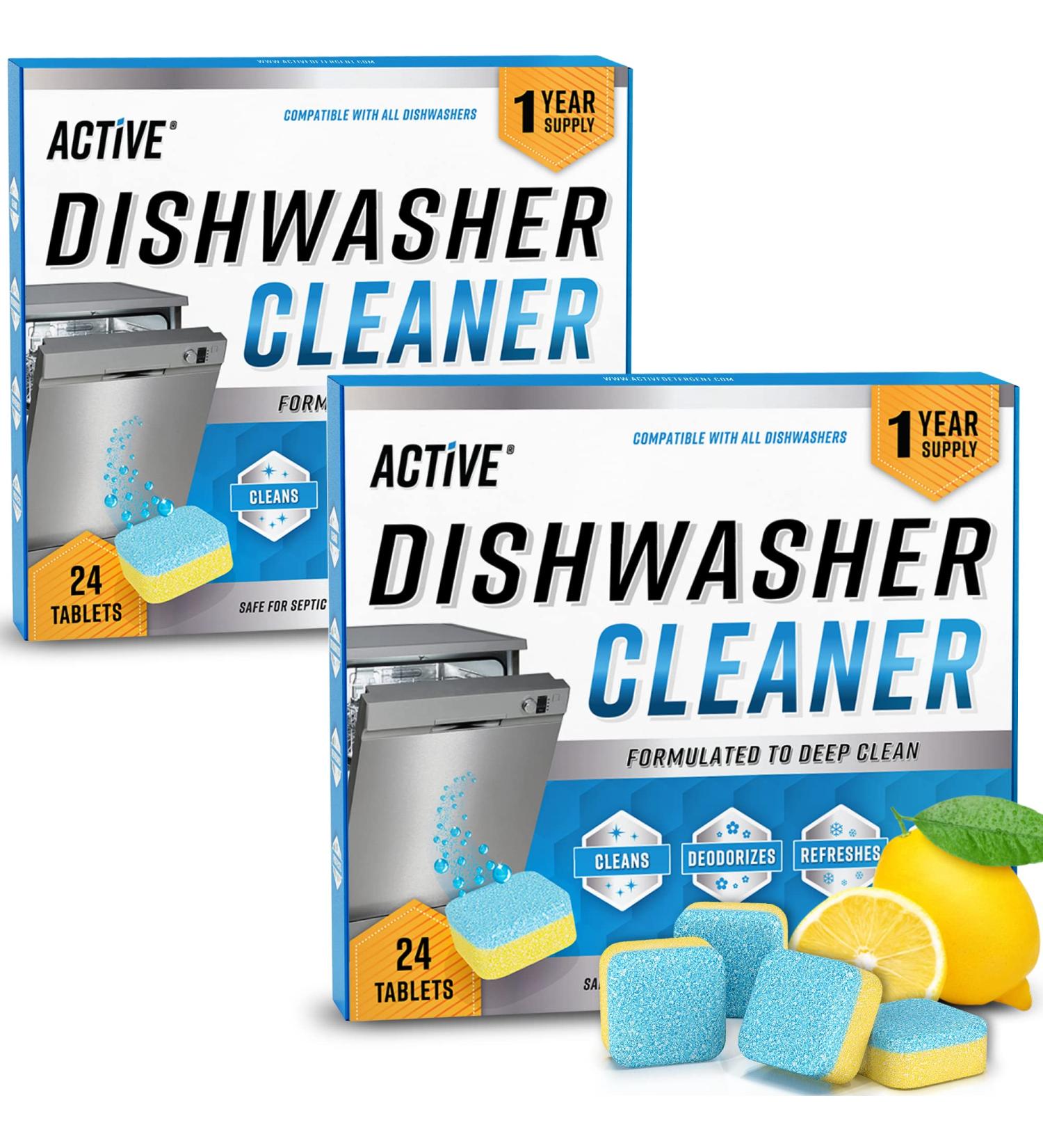 48 Pack Dishwasher Cleaner Deodorizer Tablets - Deep Cleaning Descaler Pods for Dishwasher Machine - Septic Safe, Natural Limescale Remover for Hard Water, Calcium, Odor & Smell - Double Pack, 48 Count - Buy Online on GoSupps.com