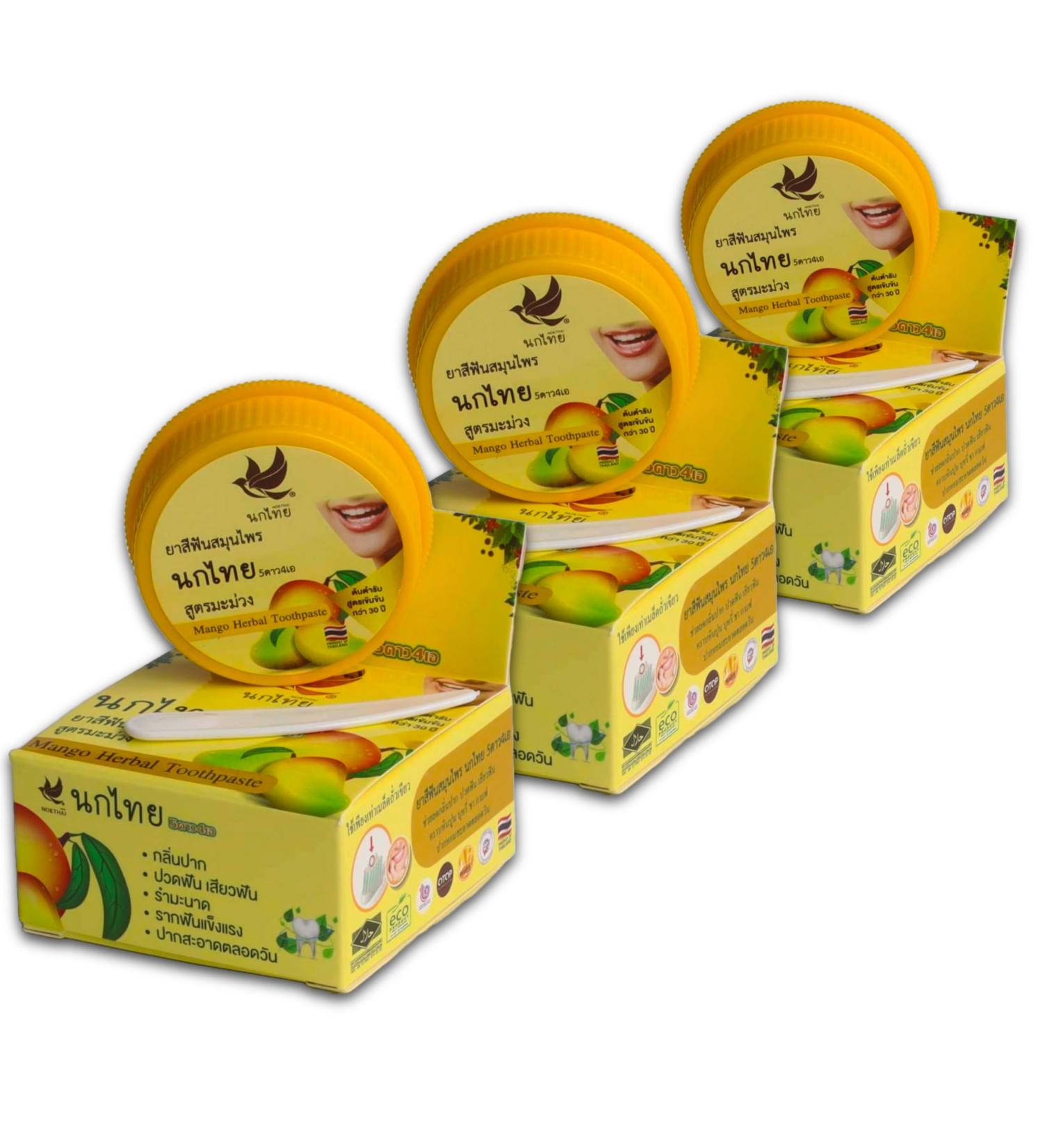  Nokthai 5 4 NOKTHAI Concentrated Whitening Toothpaste with Aromatic Mango and Thai Herbs 3 x 25g - Buy Online on GoSupps.com