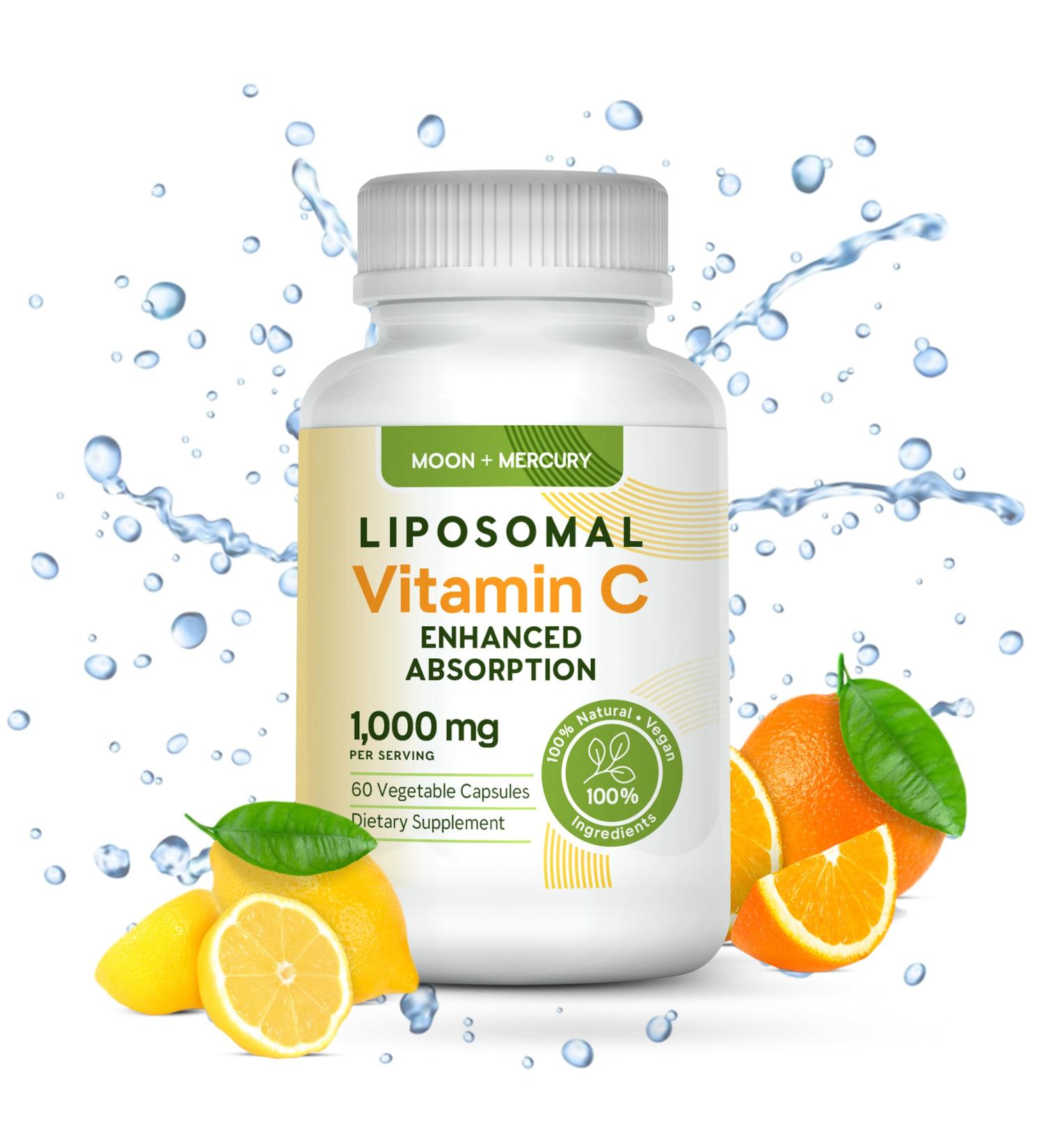 Liposomal - Vitamin c 1000mg - 60 Vitamin c Capsules - Higher Absorption bioavailability liposomal Vitamin c by Moon and Mercury - Buy Online on GoSupps.com