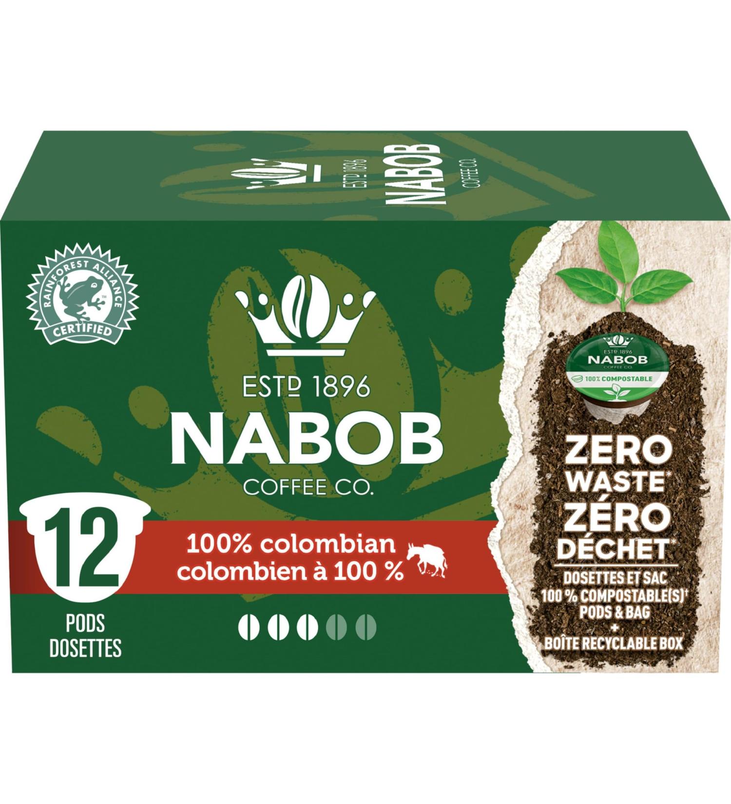 Nabob 100% Colombian Coffee 100% Compostable Pods 117g (6 Boxes of 12 Pods) 100 % Colombian 12 count (Pack of 6) - Buy Online on GoSupps.com