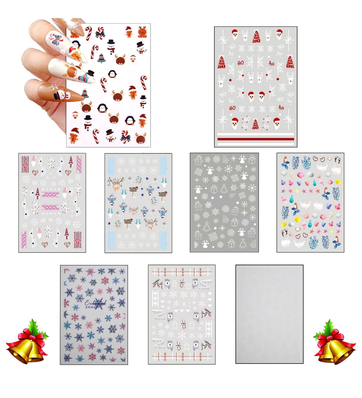 Christmas Nail Stickers Nail Decals 9 Sheet Nails Art Stickers Self Adhesive 3D Snowflake Nail Stickers for Women Merry Christmas Nail Art Supplies - Buy Online on GoSupps.com
