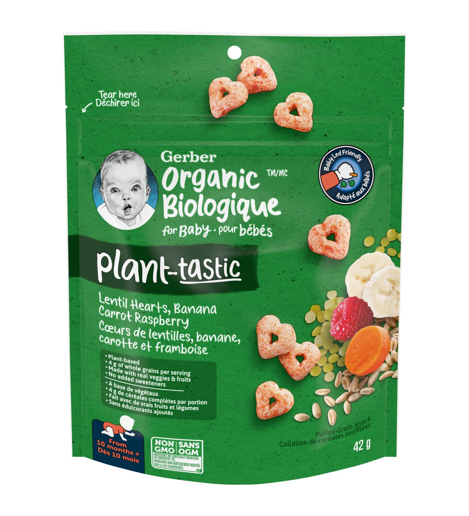 GERBER Plant-Tastic Organic Puffed Grain Snack Pouch 42 g - Buy Online on GoSupps.com
