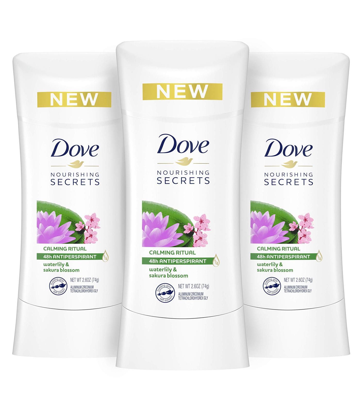 Dove Nourishing Secrets Antiperspirant Deodorant Stick for Women Waterlily Sakura Blossom for 48 Hour Underarm Sweat Protection And Soft And Comfortable Underarms 2.6 oz 3 Count 7.8 Ounce Waterlily and Sakura Blossom 7.... - Buy Online on GoSupps.com