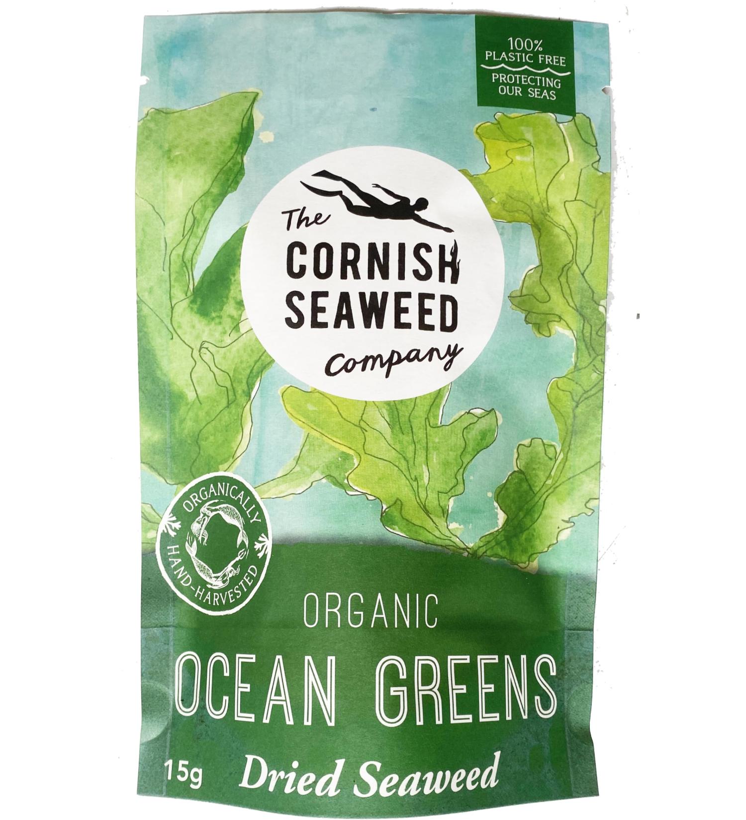 100% Organic Ocean Greens Dried Seaweed by The Cornish Seaweed Company | 15g Pouch | Add to salads | 100% Organic Cornish Seaweed
