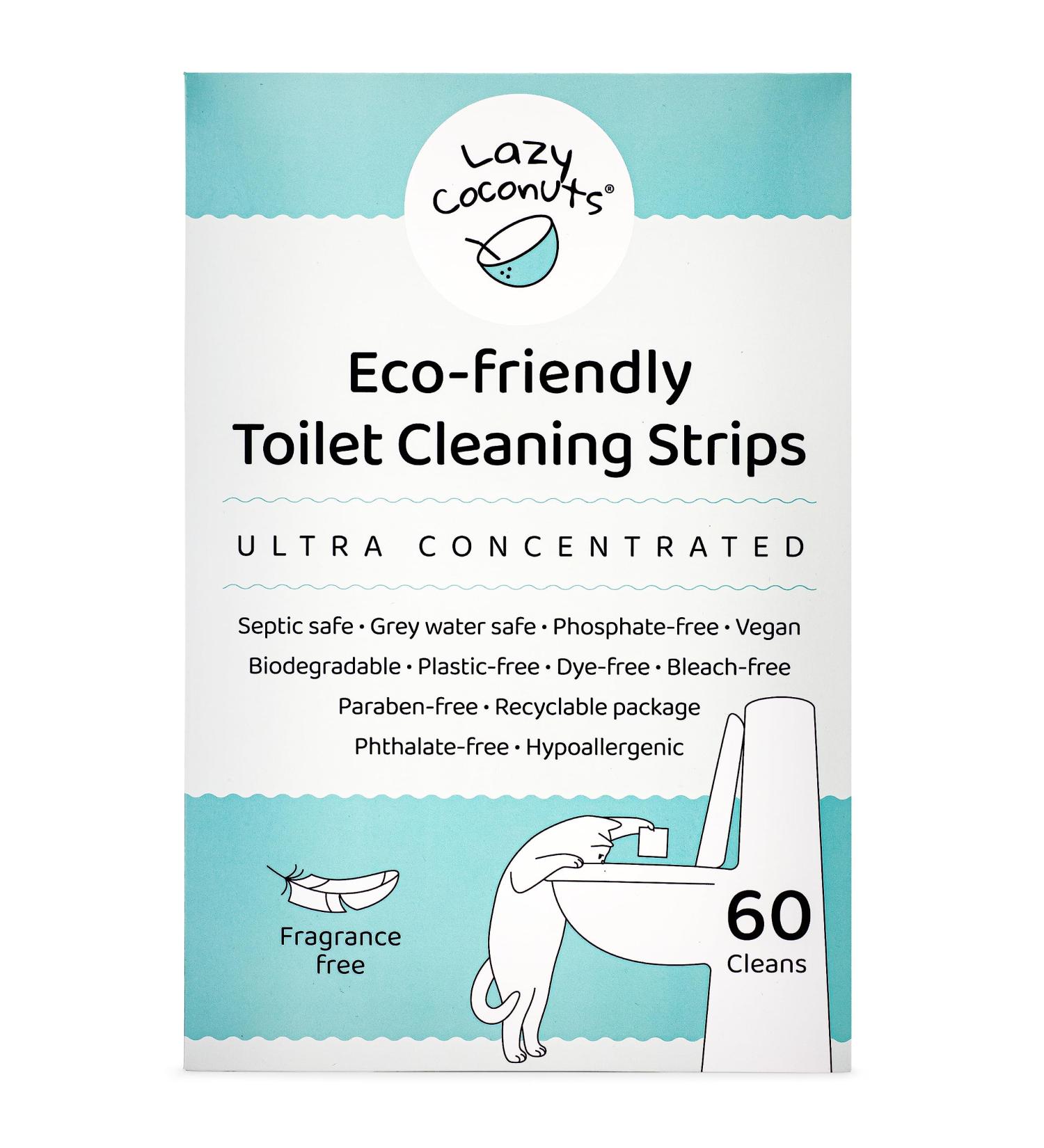 Toilet Bowl Cleaner Strips - 60 Cleans | Plastic-Free Dye-Free & Lemon Essential Oil | Eco-Friendly Cleaning Solution - Buy Online on GoSupps.com