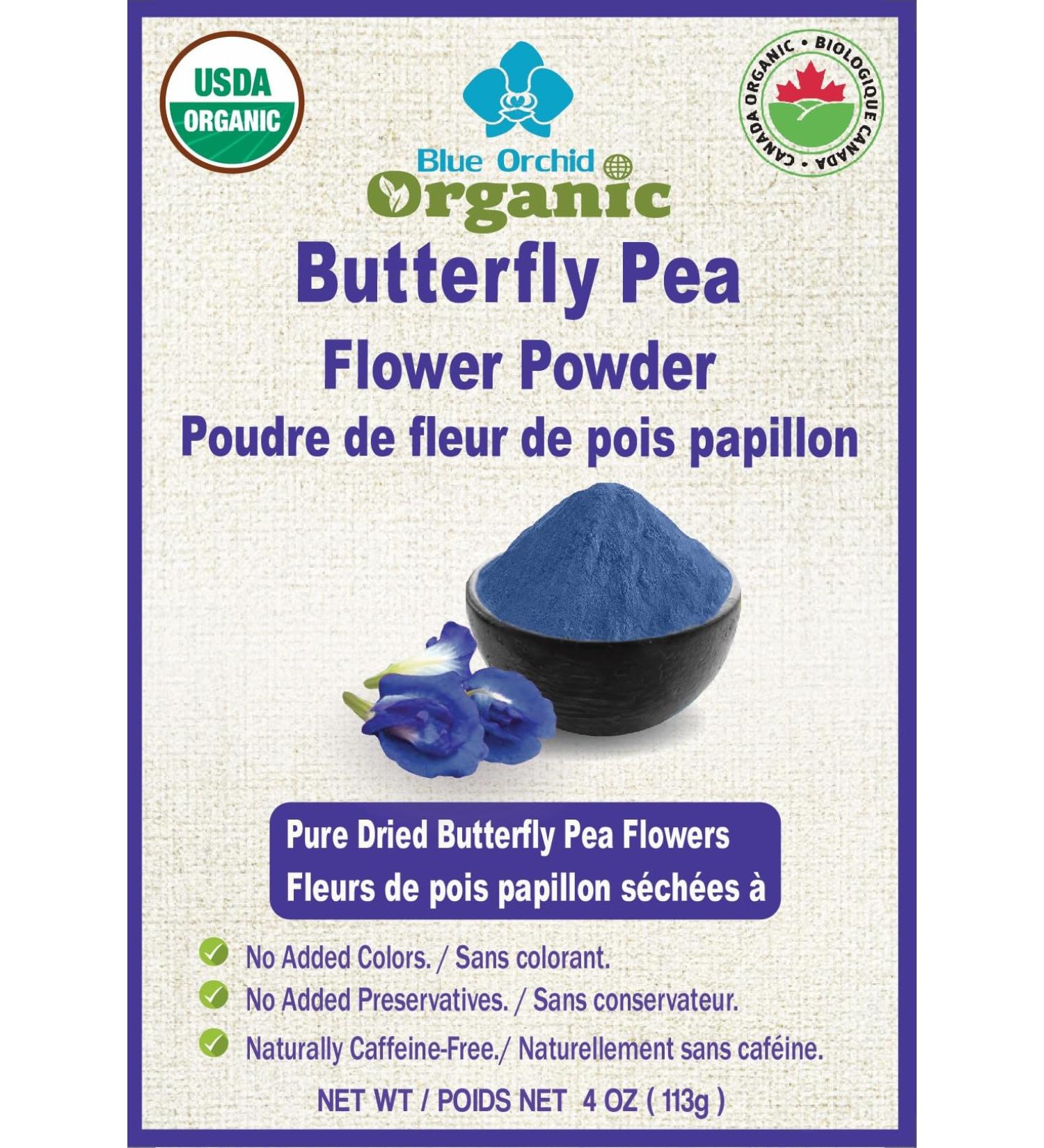 Organic Butterfly Pea Flower Powder - Blue Color Latte Matcha Tea - Plant Based Natural Food Colouring - 113 gram (4 OZ)) 113 g (Pack of 1) - Buy Online on GoSupps.com
