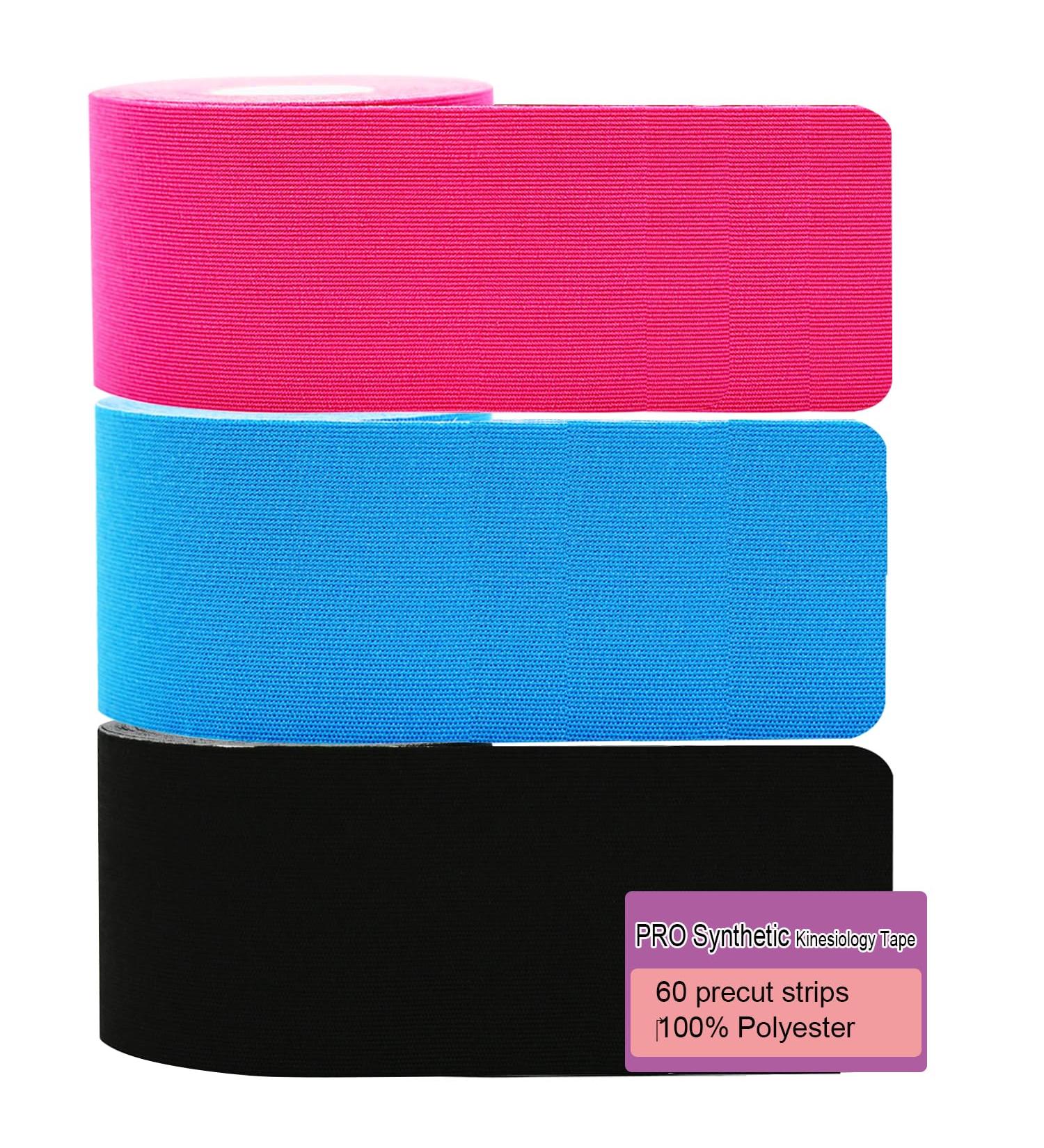 PRO Synthetic Kinesiology Tape Precut 60 Precut Strips Waterproof Sports & Athletic tape for Athletes - Physio Elastic Sports Tape Pain Relief Adhesive for Muscles Shin Splints Ankle Neck Knee & Shoulder (Mix) Pro-mix - Buy Online on GoSupps.com