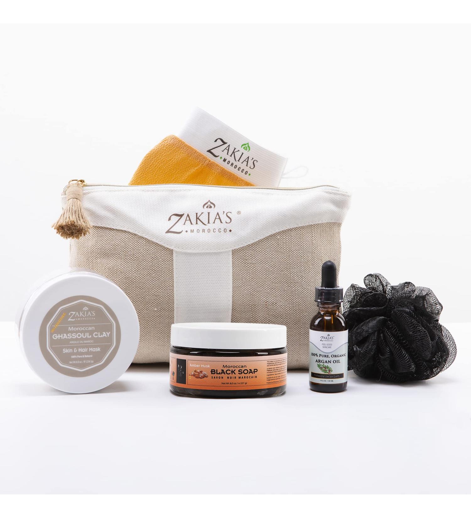 Zakia's Moroccan Hammam Spa Rejuvenating Ritual Kit - 6-Piece Beauty Set for All Skin Types - Purify Tone Cleanse & Exfoliate with Amber Musk - Buy Online on GoSupps.com