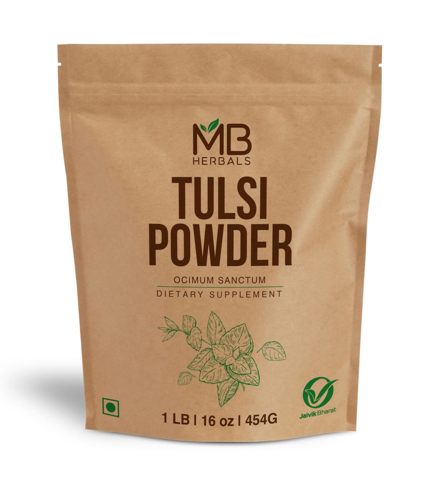 MB Herbals Tulsi Powder | 1 LB | 454g / 16 oz | Ocimum Sanctum Tulasi