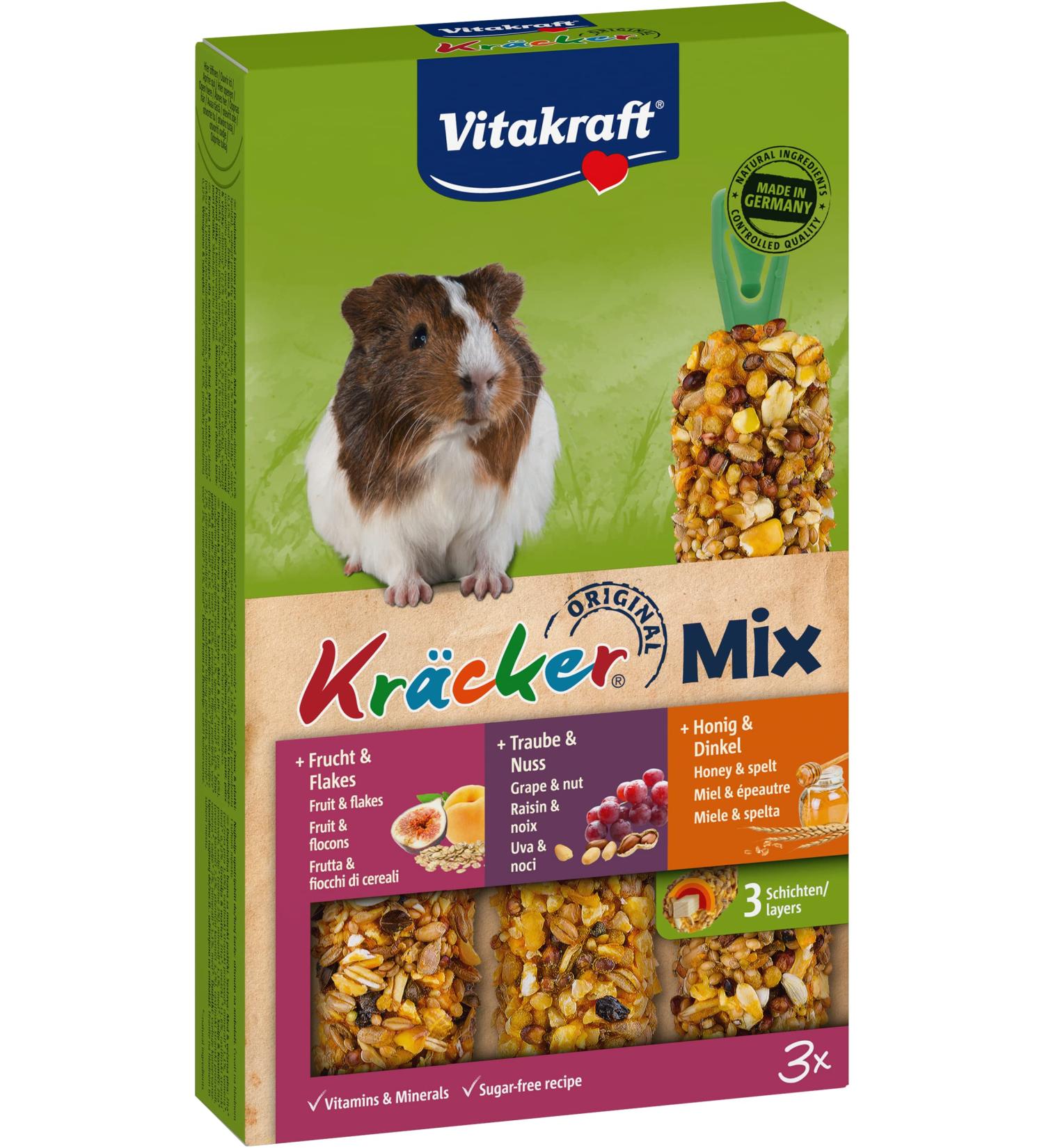Vita Power Kr cker Mix for Guinea Pigs - Healthy Sugar-Free & Grain-Free Treats with Honey Nuts & Fruits (3 Pieces) - Buy Online on GoSupps.com