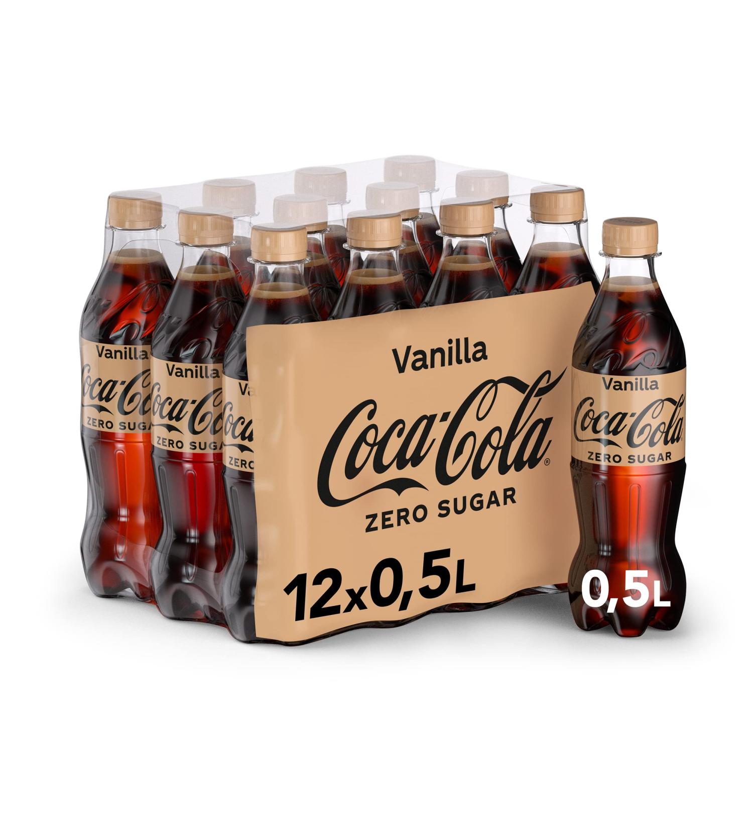 Coca-Cola Zero Sugar Vanilla 12x500ml | Caffeinated Sparkling Drink | No Sugar Original Vanilla Taste - Buy Online on GoSupps.com