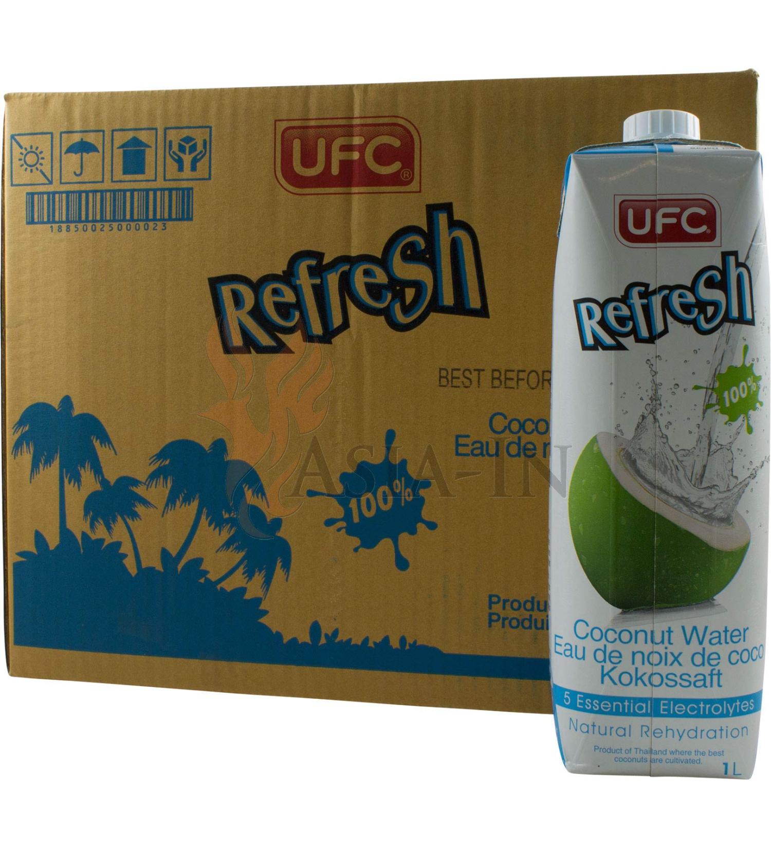 UFC Pure Coconut Water 100% Pure - 1 Liter Thailand - 24 Pack - Hydrating Natural Drink for Health & Wellness - Buy Online on GoSupps.com