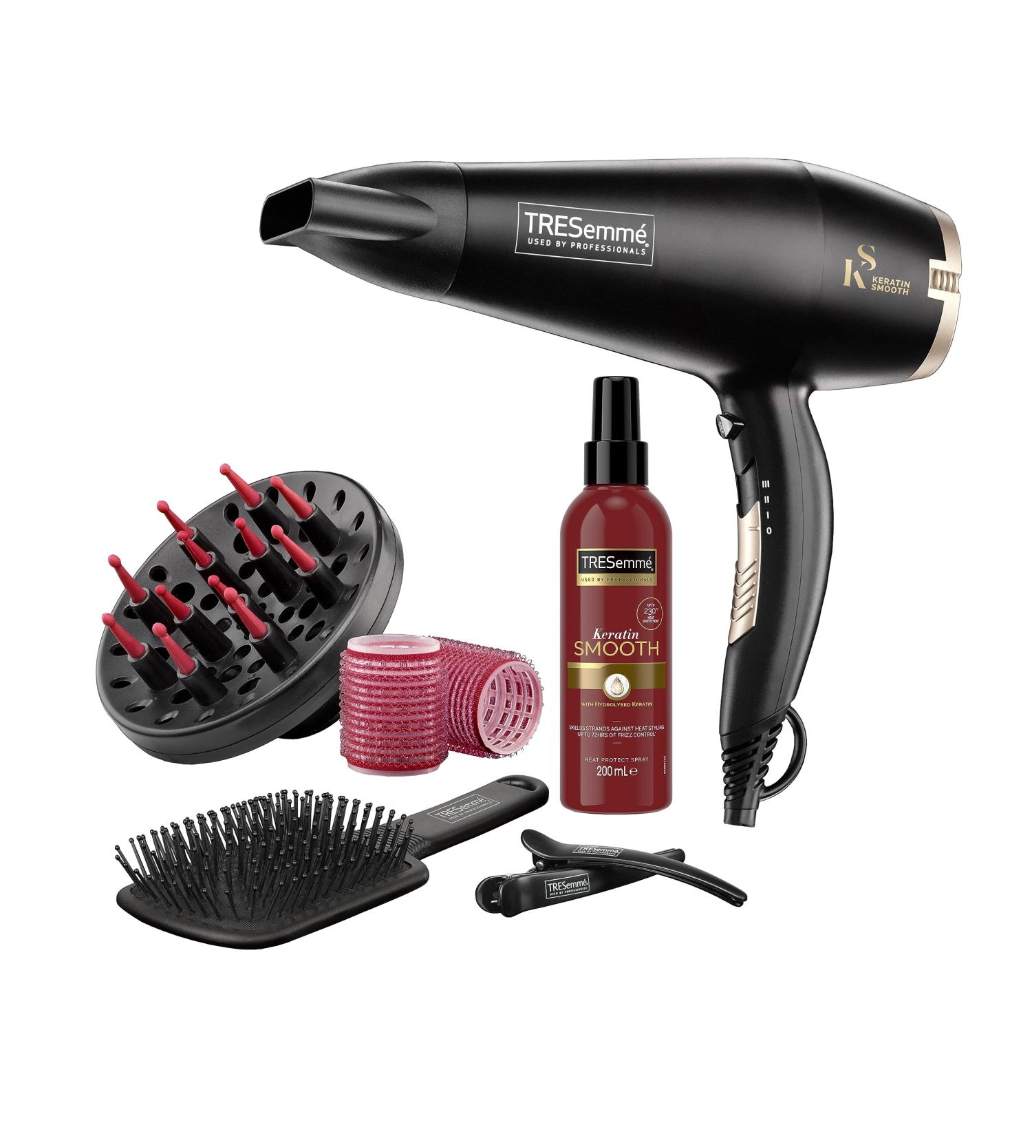 TRESemme Keratin Smooth 2200W Hair Dryer Gift Set with Diffuser, Paddle Brush, Rollers - Ionic Conditioning for Volume & Shine - Buy Online on GoSupps.com