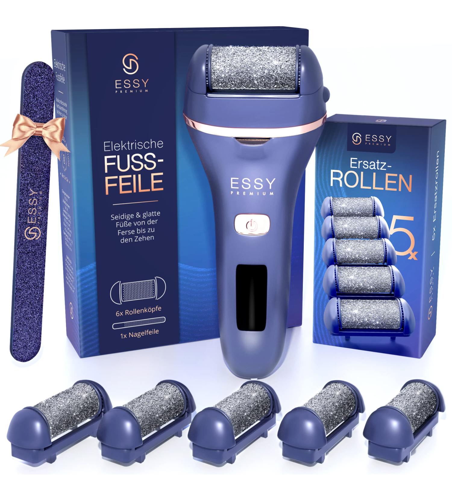 Essy Horn Skin Remover - Best Electrical Foot Care Device with 5 Replacement Rolls | Pedicure Set for Smooth Feet - Buy Online on GoSupps.com