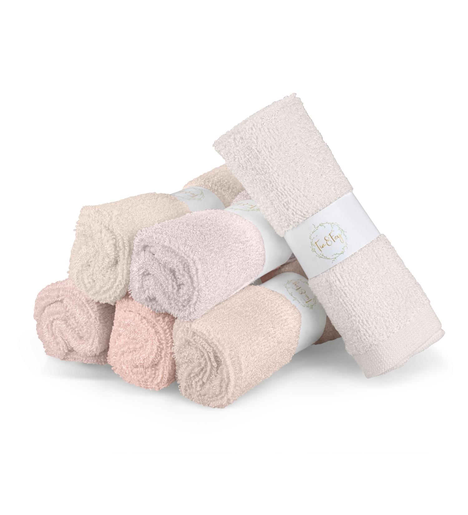 Tia & Fey Soft Face Cloths Set of 6 - Gentle Reusable Makeup Remover Towels for Sensitive Skin (10x10 Pink Shades) - International Shipping Available - Buy Online on GoSupps.com