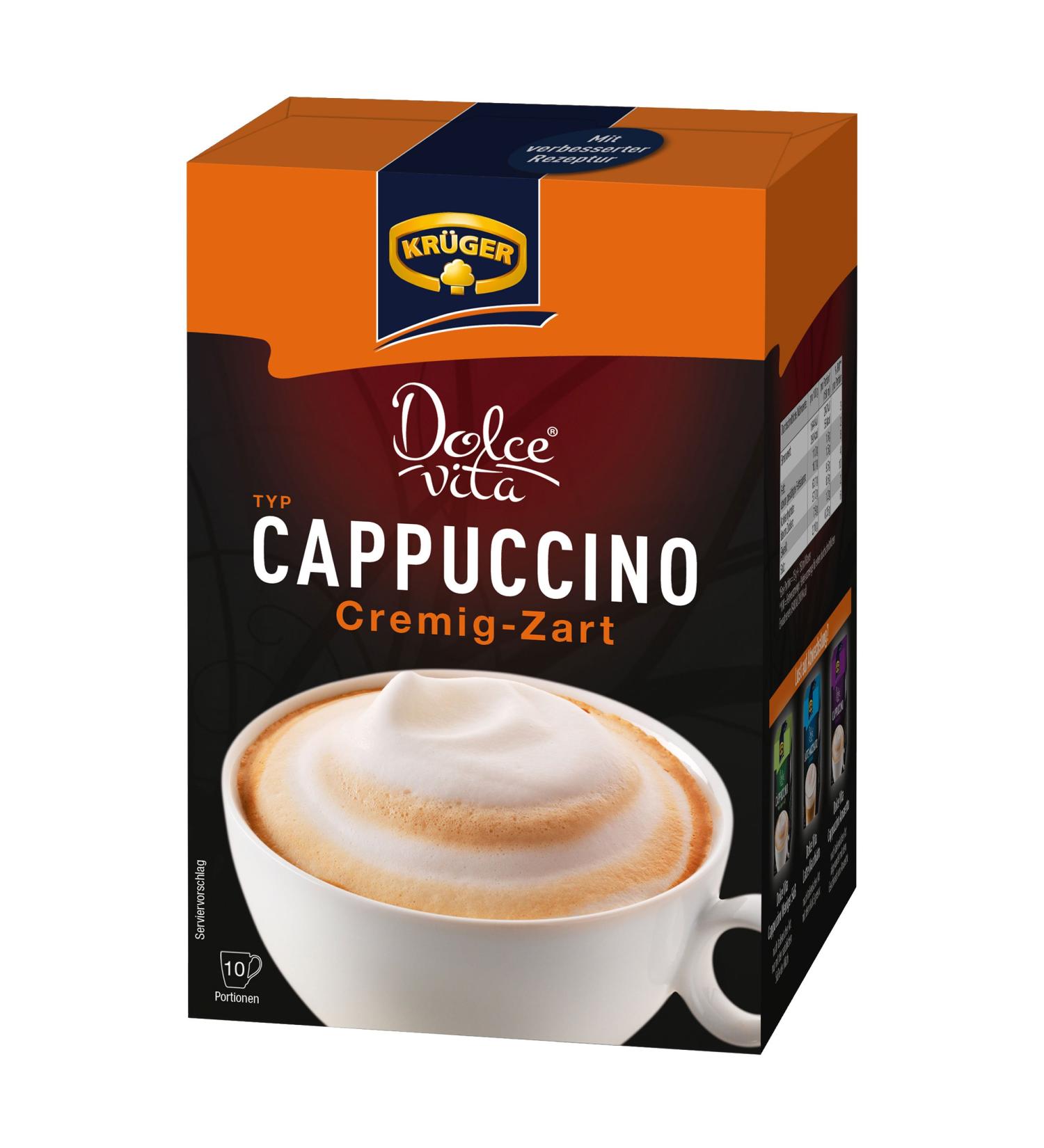 Kr ger Dolce Vita Cappuccino - Creamy Milk Coffee | 10 Instant Portion Bags for International Shipping - Buy Online on GoSupps.com