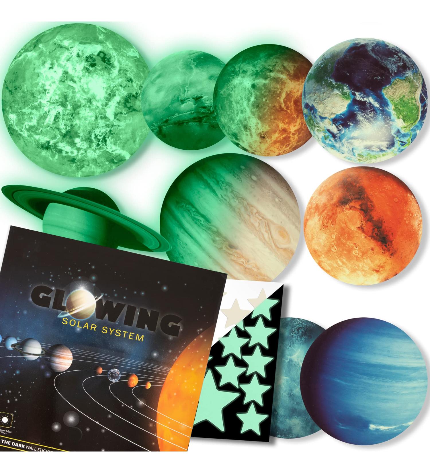 LIDERSTAR Glow in The Dark Stars and Planets Wall Stickers - Solar System Ceiling Decals for Kids Bedroom - Shining Space Decoration for Boys and Girls - Buy Online on GoSupps.com