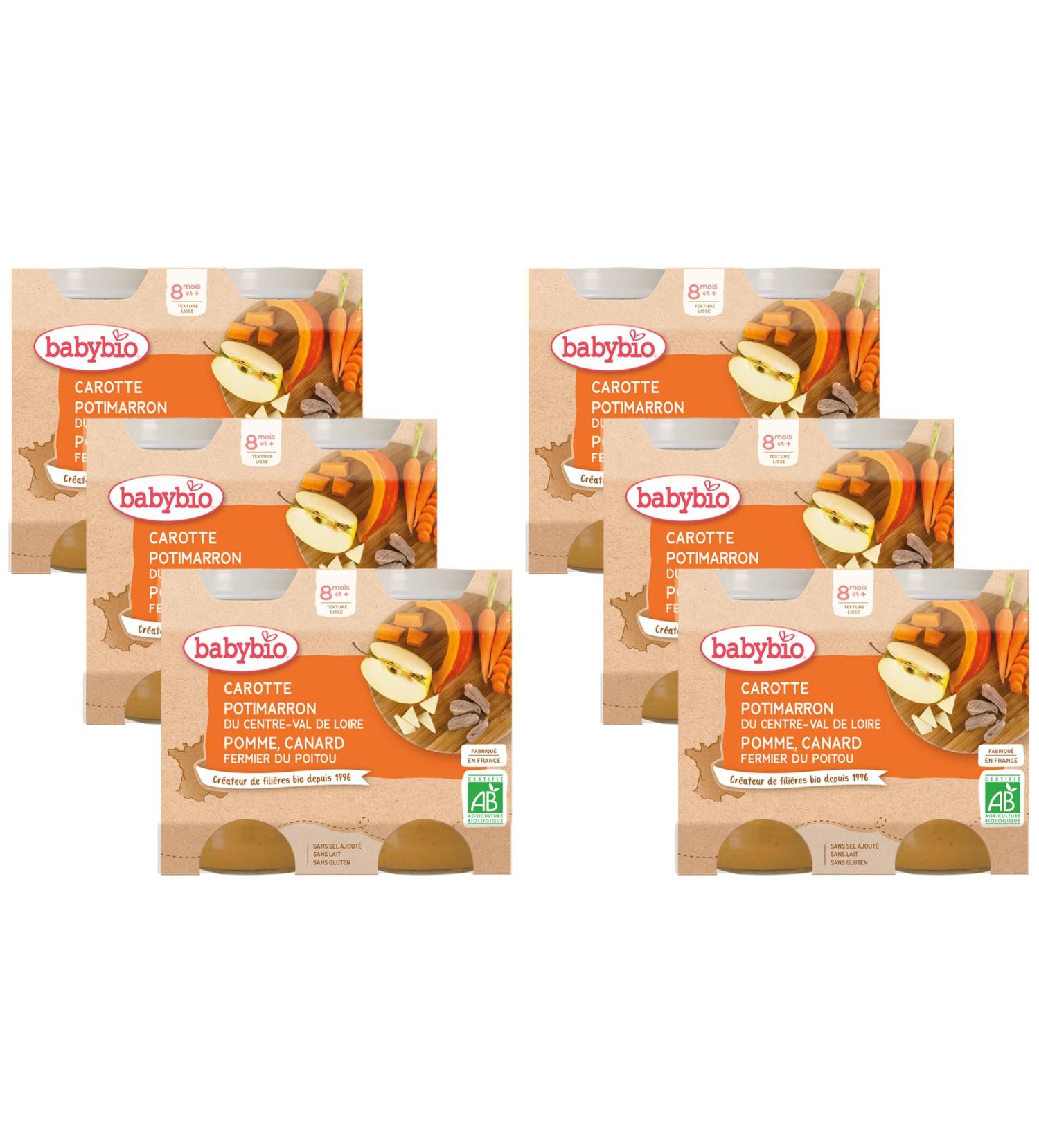 Babybio Pots Carrot Pumpkin Apple/Duck Farmhouse from Poitou 400 g - Pack of 6