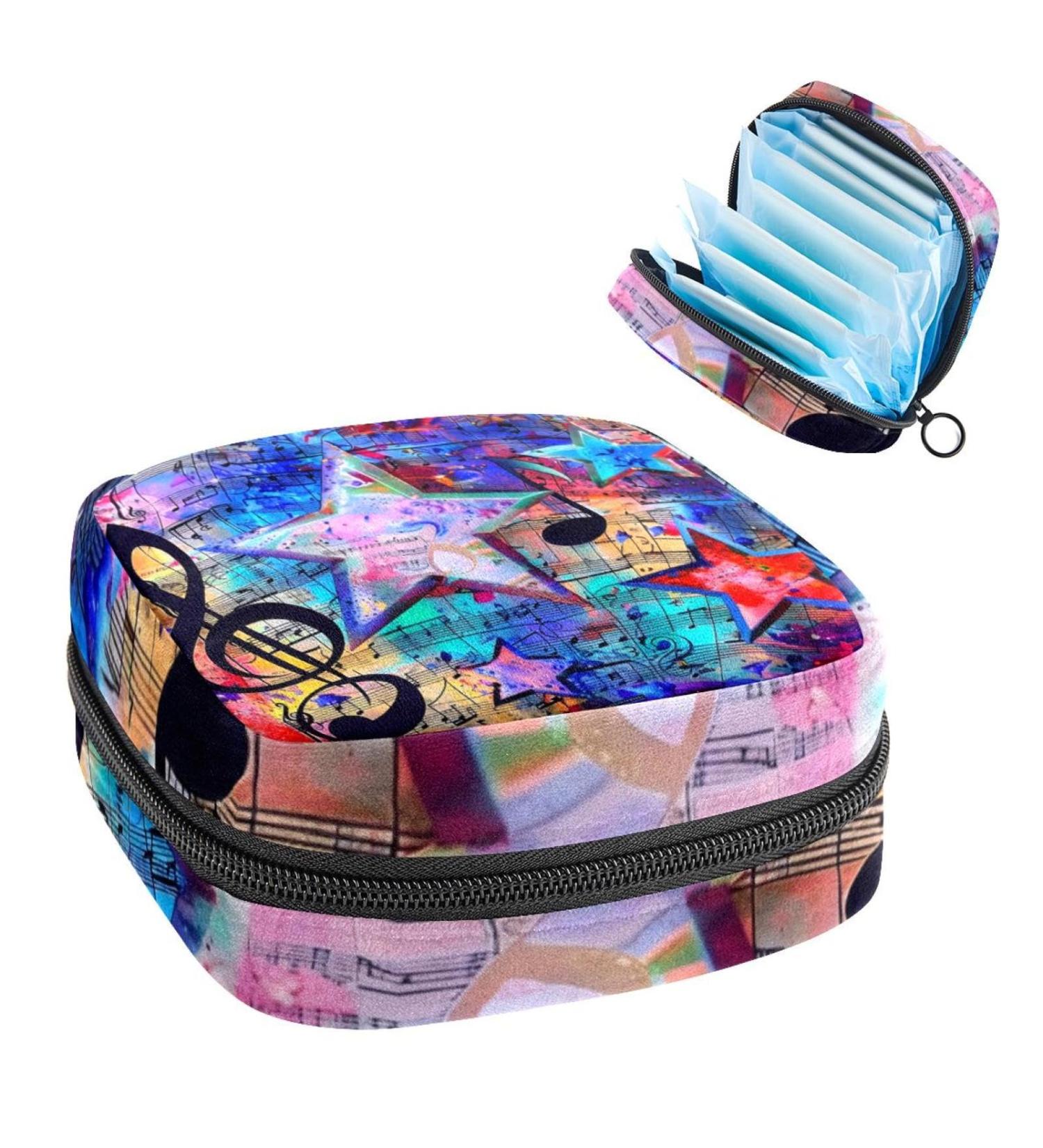 MUOOUM Tropical Leaves & Flowers Storage Bag for Women's Bandages & Menstrual Cup - Portable with Zipper Perfect for Teens & Women - Buy Online on GoSupps.com