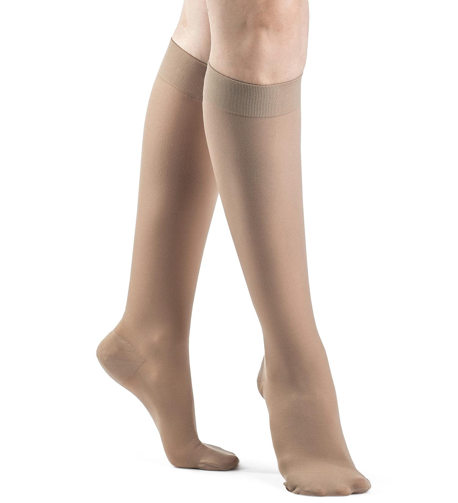 DYNAVEN by Sigvaris Women's Compression Socks 15-20mmHg - Calf High Moisture-Wicking Durable Support - Large Short Light Beige - International Shipping Available - Buy Online on GoSupps.com
