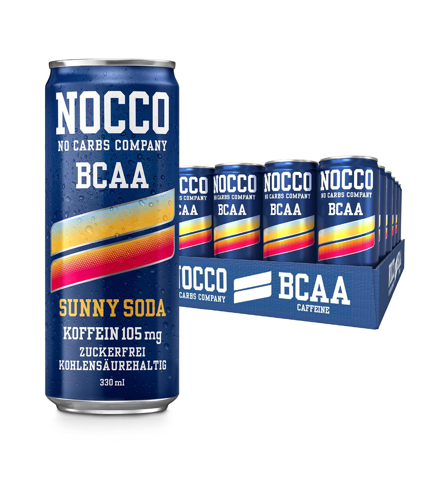 Nocco BCAA Energy Drink 24 Pack - Sugar-Free Vegan Caffeine & Amino Acids - 24 x 330ml | Sunny Soda - International Shipping Available - Buy Online on GoSupps.com