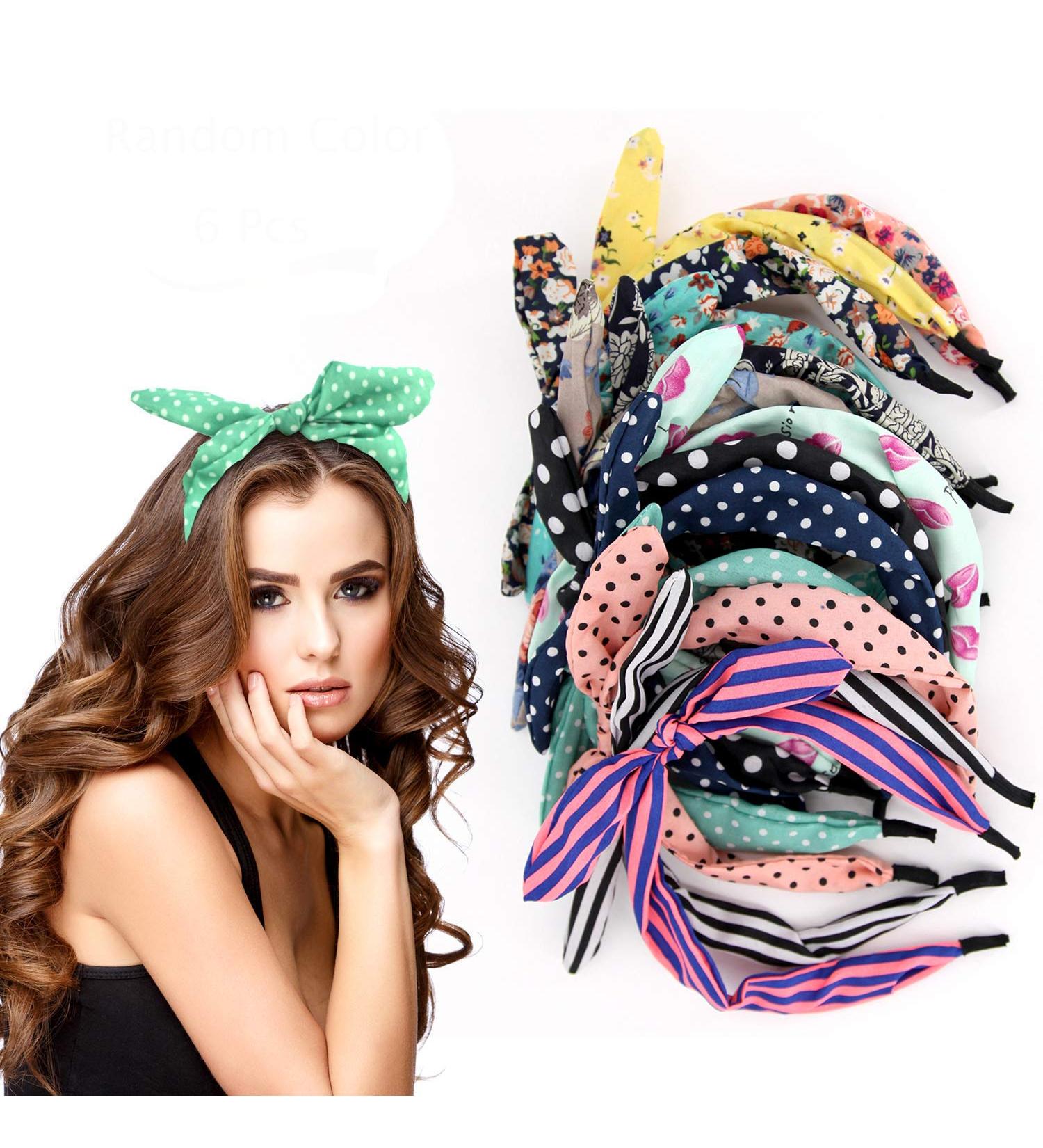 EYXFormula 6 Colorful Headbands: Fashion Floral Polka Dot Stripe Hair Bow Headbands for Women & Girls - Buy Online on GoSupps.com