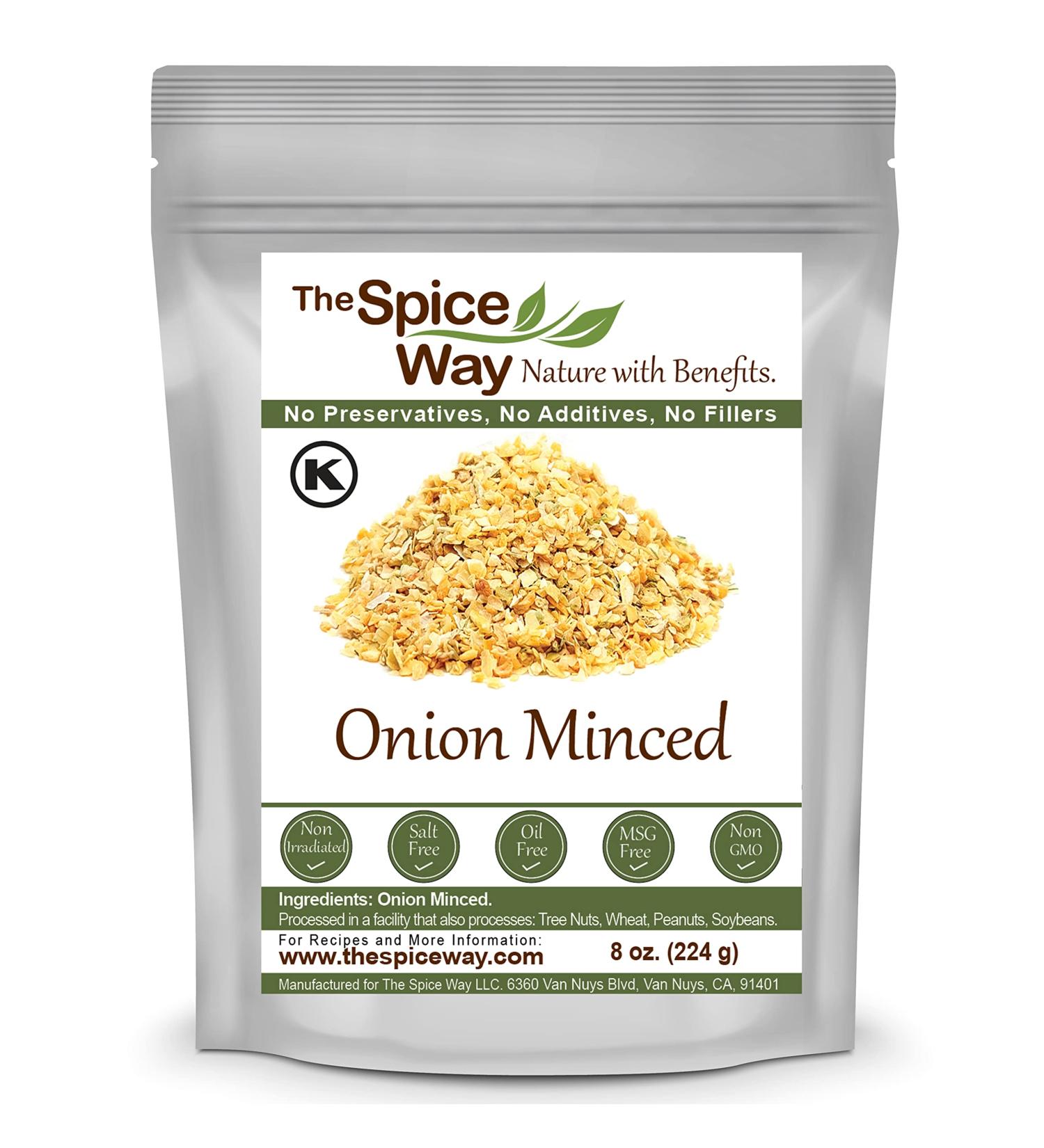 The Spice Way Minced Onion - 8 oz | Bulk Dehydrated Onion Flakes | Coarser than Powder or Granules - Buy Online on GoSupps.com