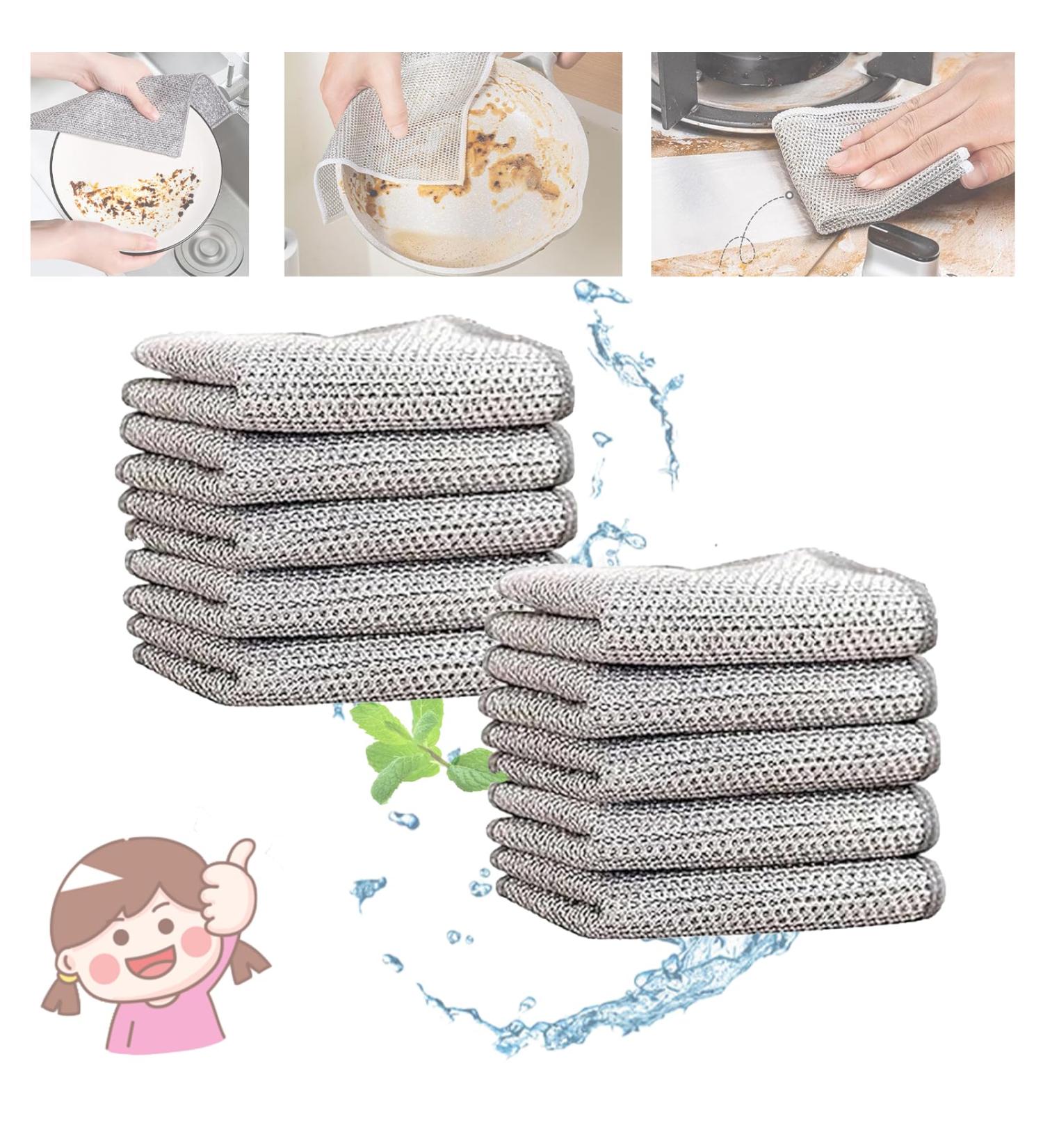 Graceful Double Stainless Steel Scrubber Double Stainless Steel Scrubber Stainless Steel Scrubber Multipurpose Wire Dishwashing Rags for Wet and Dry (10PCS) - Buy Online on GoSupps.com