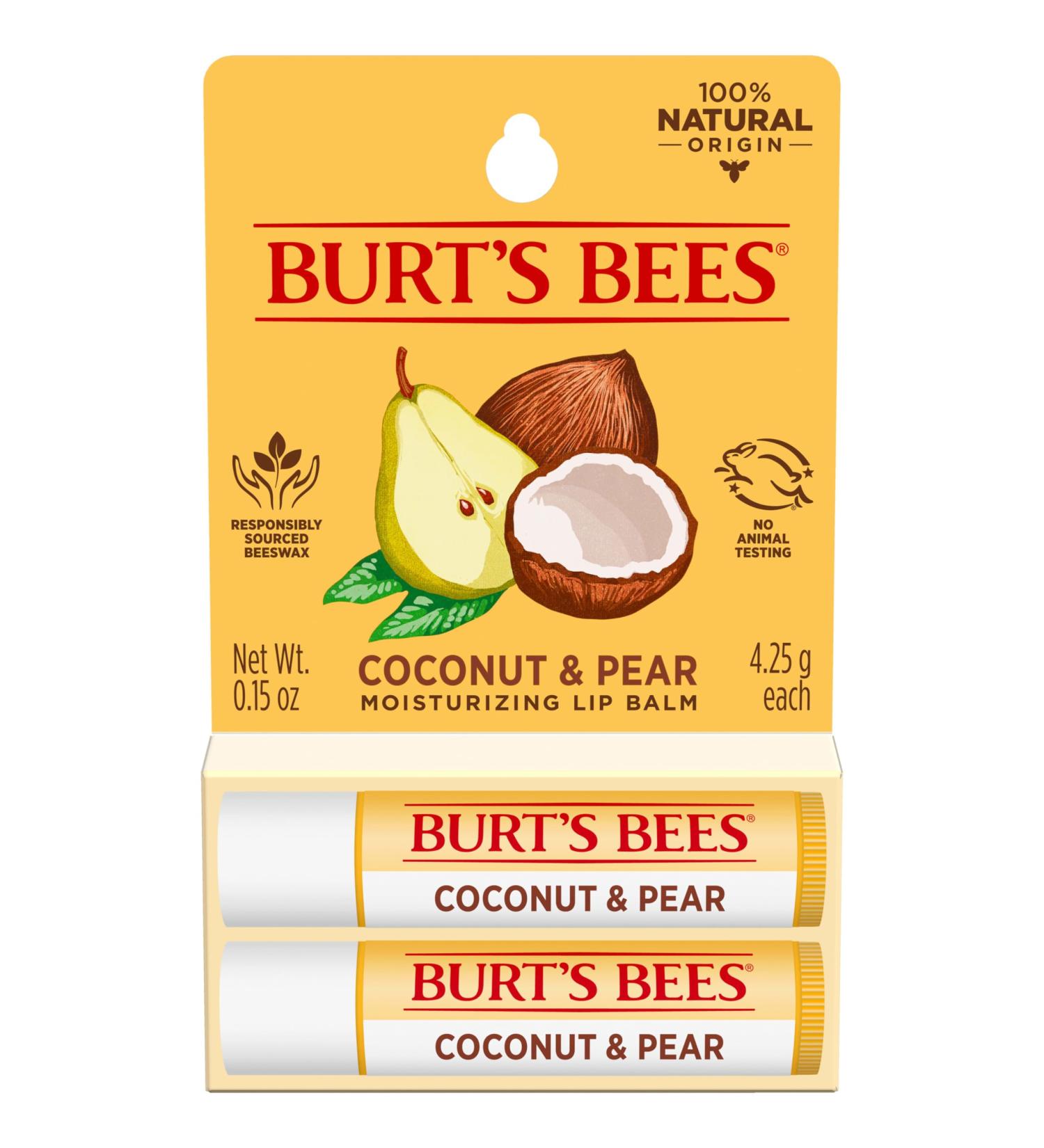 Burt's Bees Coconut and Pear Moisturizing Lip Balm 0.15 oz - Buy Online on GoSupps.com