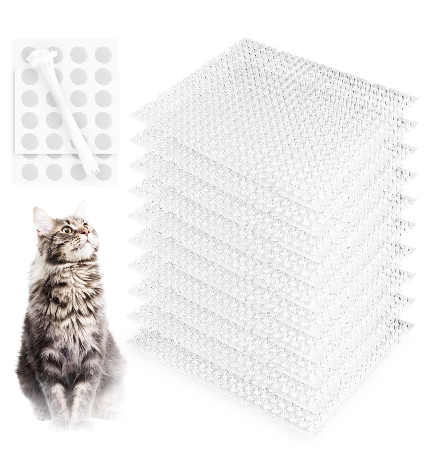 Cat Repellent Scat Mat Set - 10 Pieces with Cable Ties & 40pcs Tape | Spike Deterrent Training Mat for Pets | Indoor/Outdoor 16x13 Inch - Buy Online on GoSupps.com
