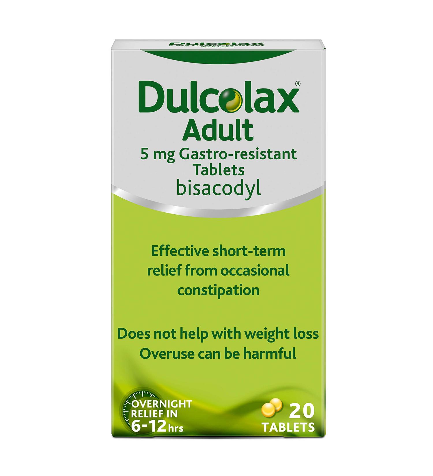 Dulcolax Adult 5mg Gastro-resistant Tablets - Fast Constipation Relief, 20 Count Pack - Buy Online on GoSupps.com