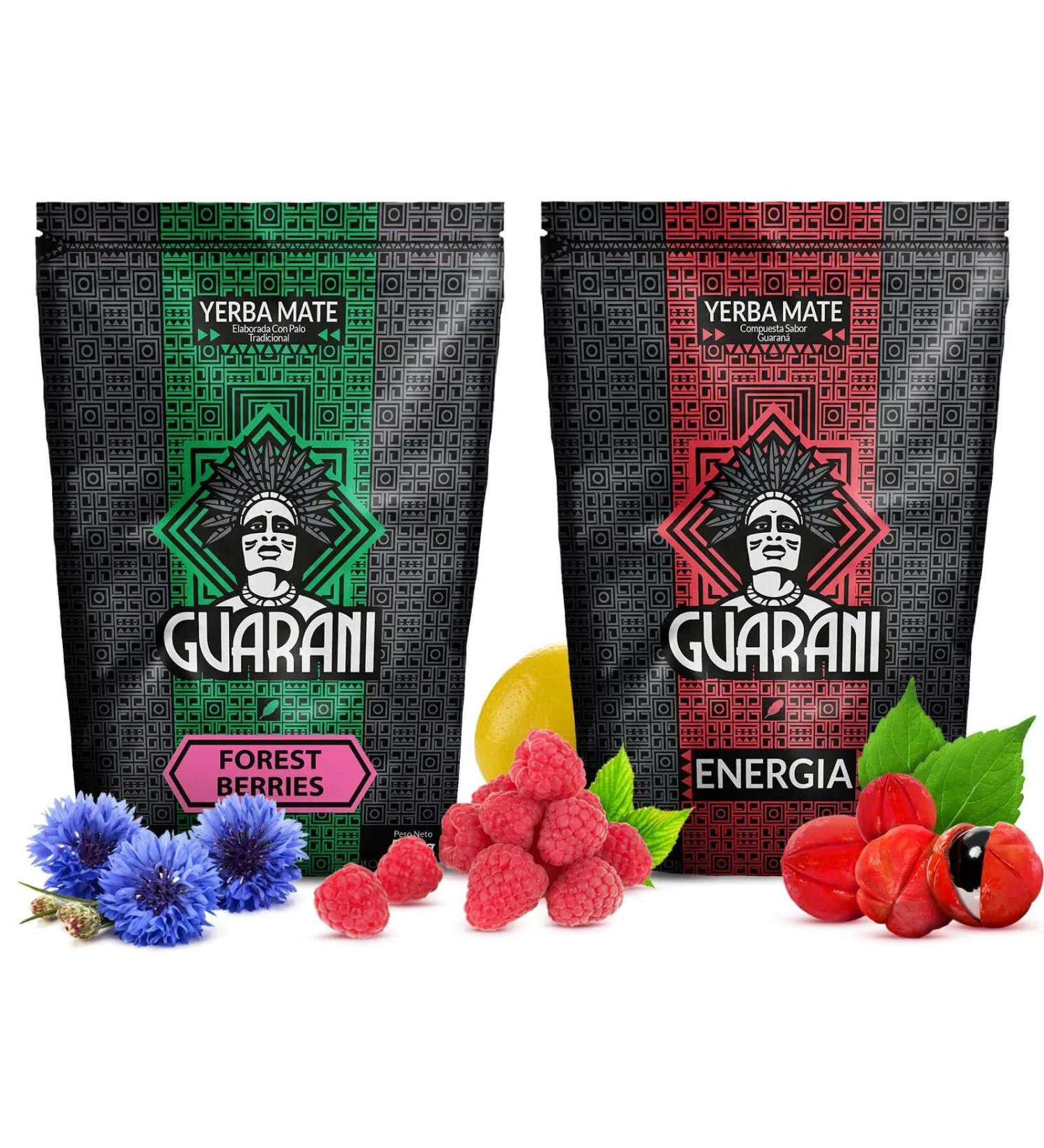 Yerba mate set Guarani | Paquet de deux yerba mate | Fruits de la for t et guarana | Yerba mate du Paraguay | Caf ine naturelle | 2x500g | 1kg - Buy Online on GoSupps.com