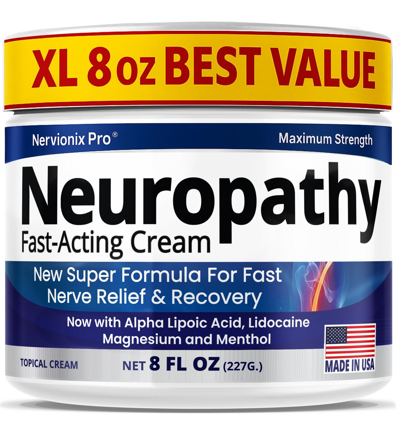 Neuropathy Nerve Relief Cream Extra Large 8 oz Maximum Strength for Feet Hands Legs Toes Back Natural Ingredients Arnica Aloe Vera MSM Vitamins Fast-Acting Soothing Relief Super Value 8 oz Beige-rustic - Buy Online on GoSupps.com