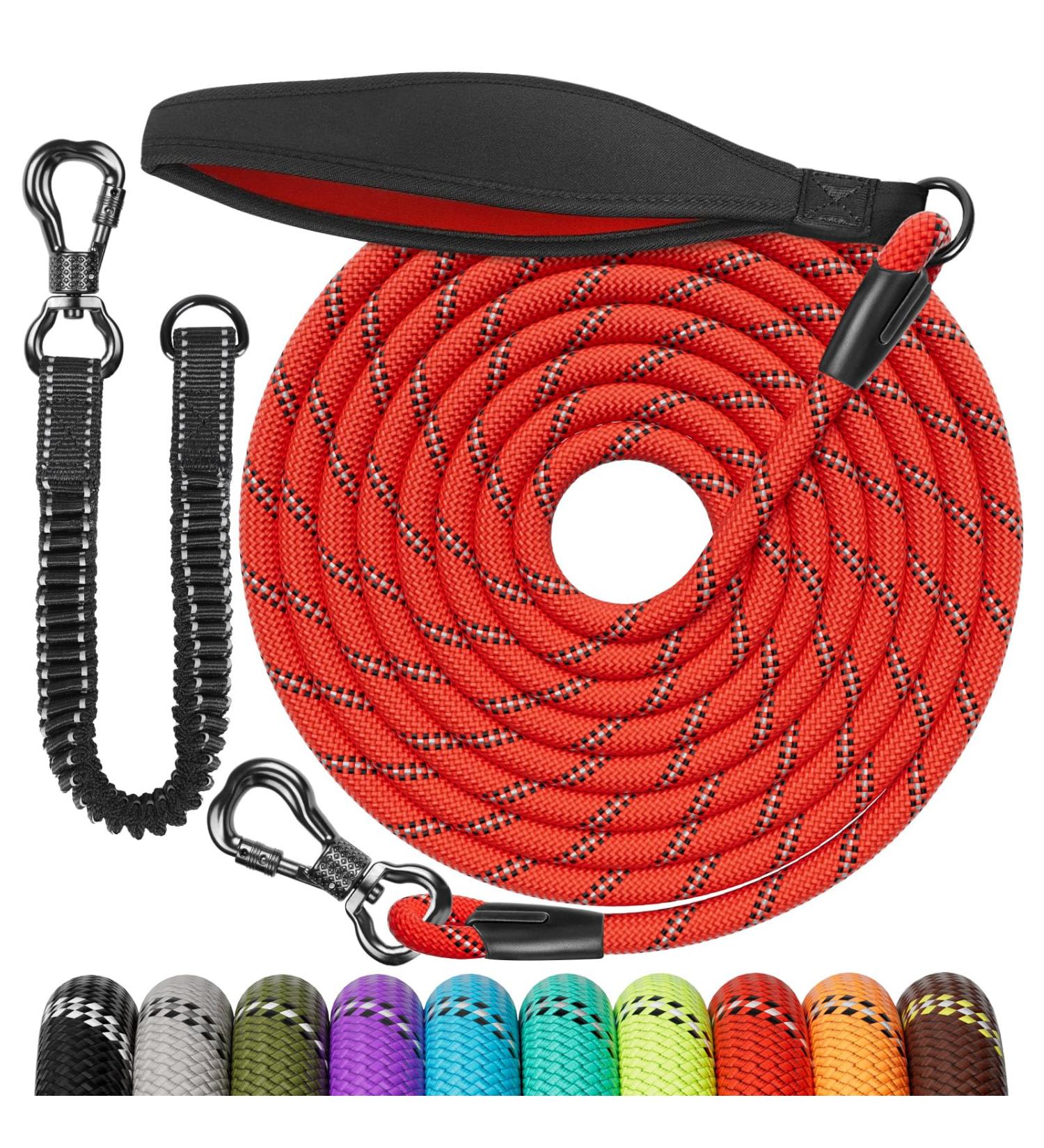 Buy Aystkniet Bungee Tow Leash for Dogs - 3m 5m 10m 15m 20m - Shock-Absorbing Padded Handle Reflective Lockable Hooks - Perfect for Medium & Large Dogs - Red - Buy Online on GoSupps.com