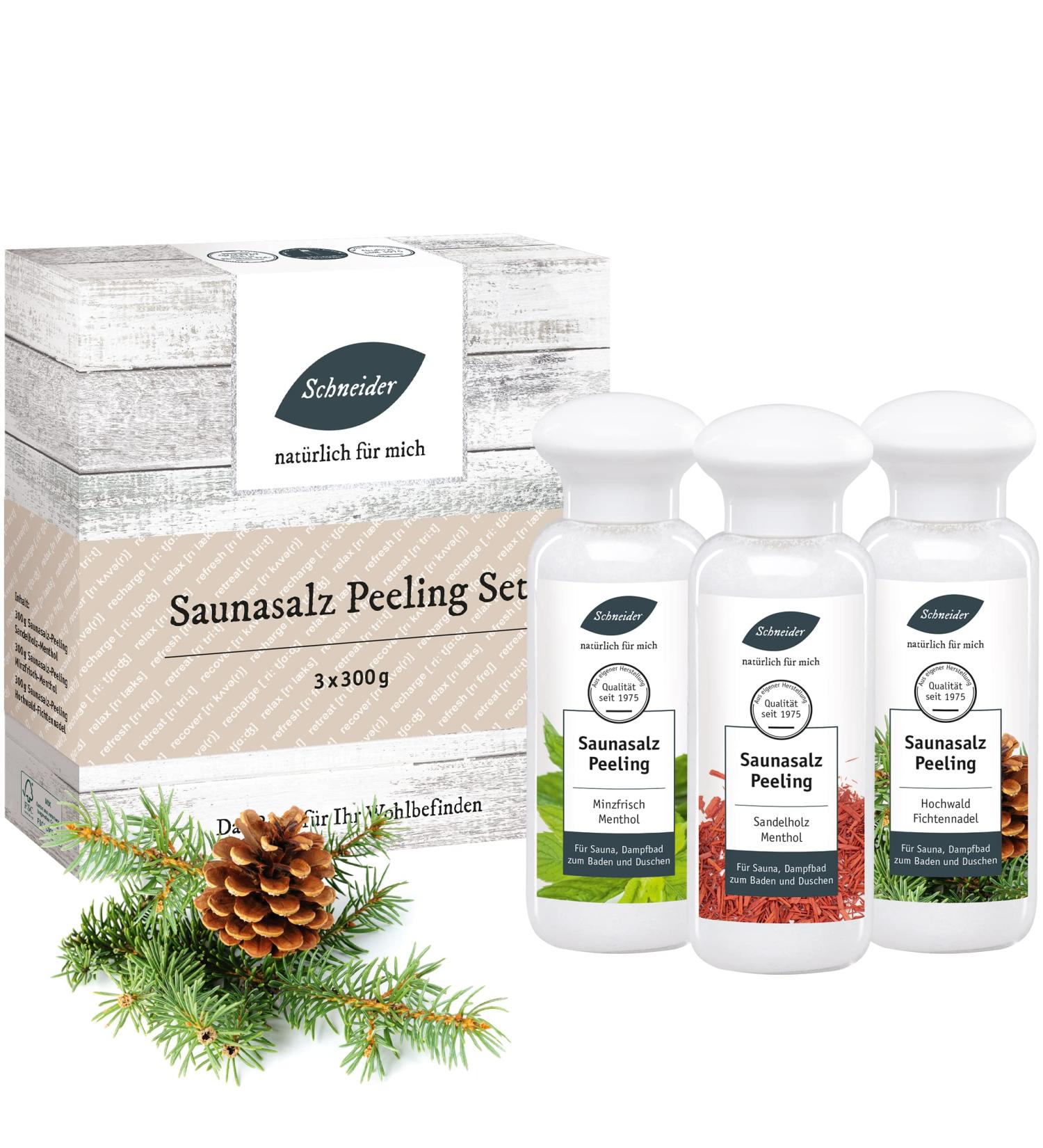 Saunabedarf Schneider Sauna Salt Peeling Set - 3 x 300g | Soothing Sauna & Shower Exfoliation - International Shipping Available - Buy Online on GoSupps.com